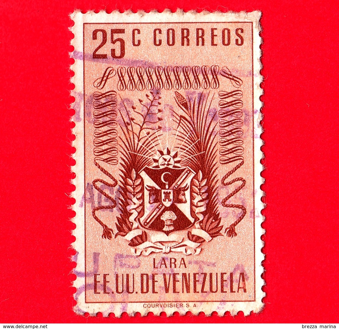 VENEZUELA - Usato - 1952 - Stemma Dello Stato Di Lara - Arms - 25 - Venezuela