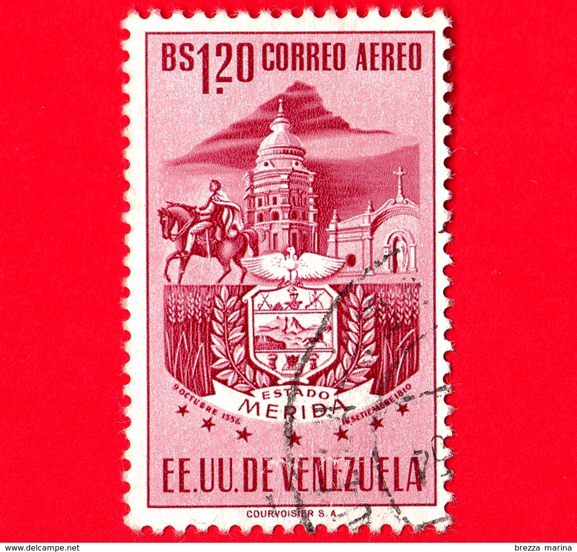 VENEZUELA - Usato - 1953 - Stemma Dello Stato Di Merida - Arms - 1.20 - P. Aerea - Venezuela