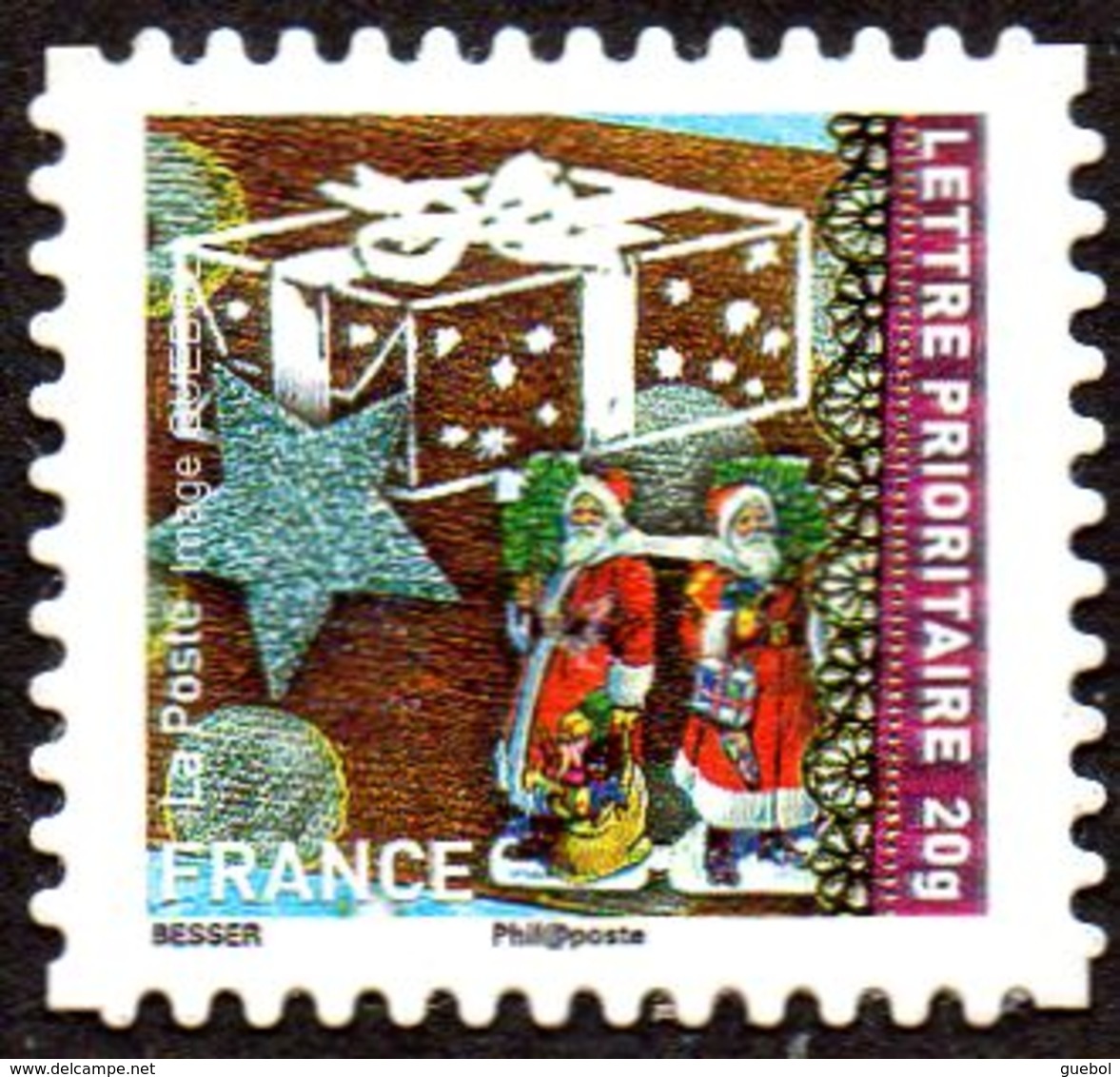 France Autoadhésif ** N°  497 - Voeux 2011 - Pères Noël & Paduet Cadeau, étoile - Neufs