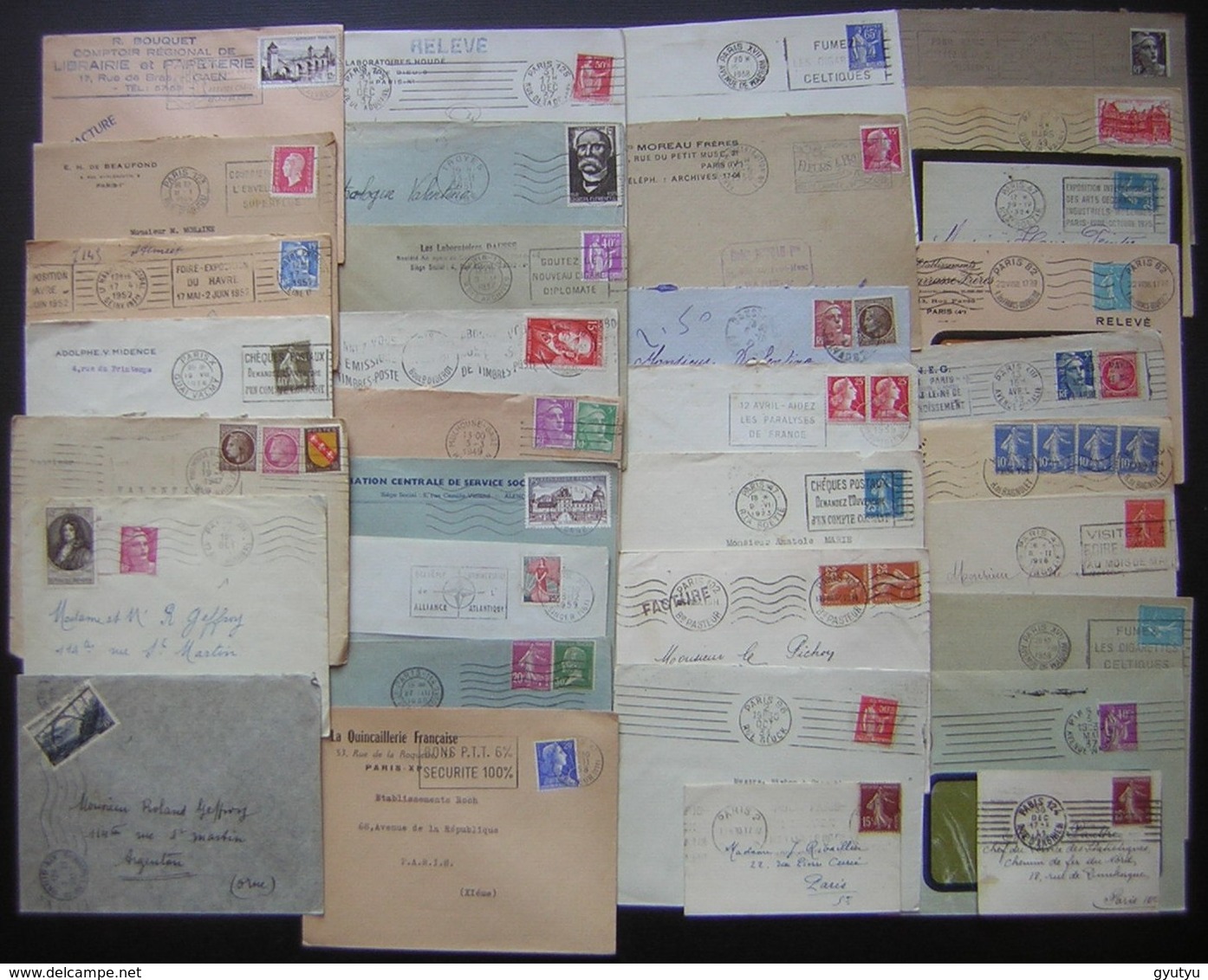 France, Lot De 69 Lettres, Timbres Variés, En Tête Etc... Période 1921 1960 Voir Les Photos De Détail ! - 1921-1960: Période Moderne