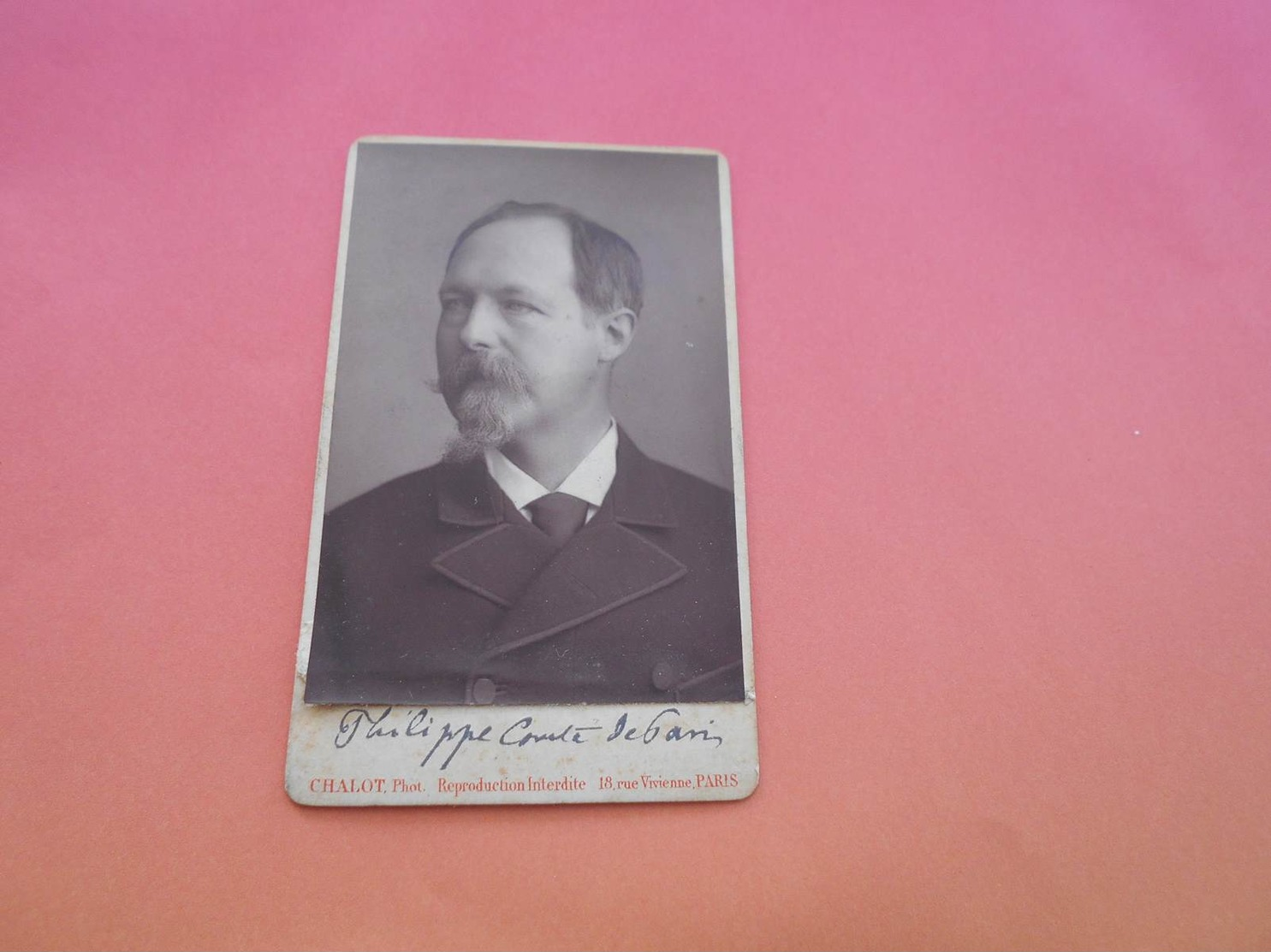 12 - Photo CDV,  Homme élégant, Moustachu, Philippe COMTE , Photo Chalot, PARIS - Anciennes (Av. 1900)