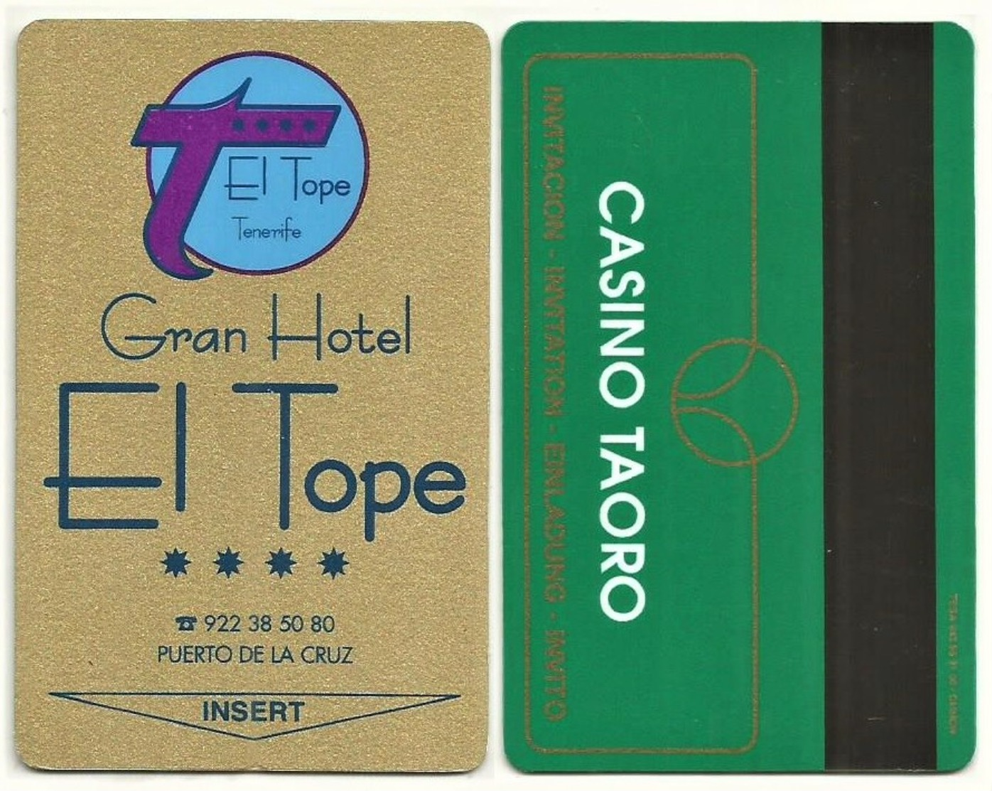 Spanien / Spain Hotelkarte / Keycard  Vom Gran Hotel El Tope In Puerto De La Cruz / Teneriffa - Hotelkarten