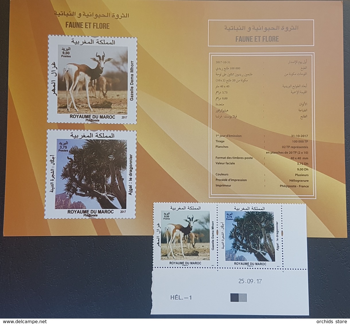 Morocco 2017 MNH Complete Set 2v. + Brochure - Fauna &amp; Flora, Gazelle Animal &amp; Ajgal Tree - Maroc (1956-...)