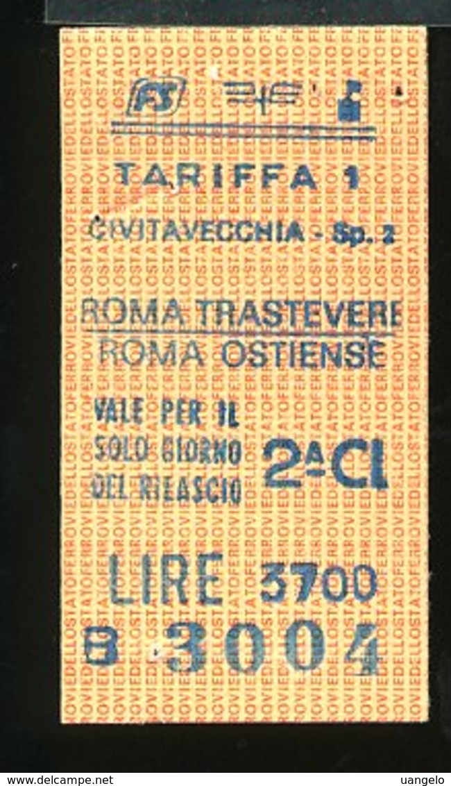 TR40  BIGLIETTO FS 1987  CIVITAVECCHIA ROMA TRASTEVERE ROMA OSTIENSE 2° CLASSE - Europa