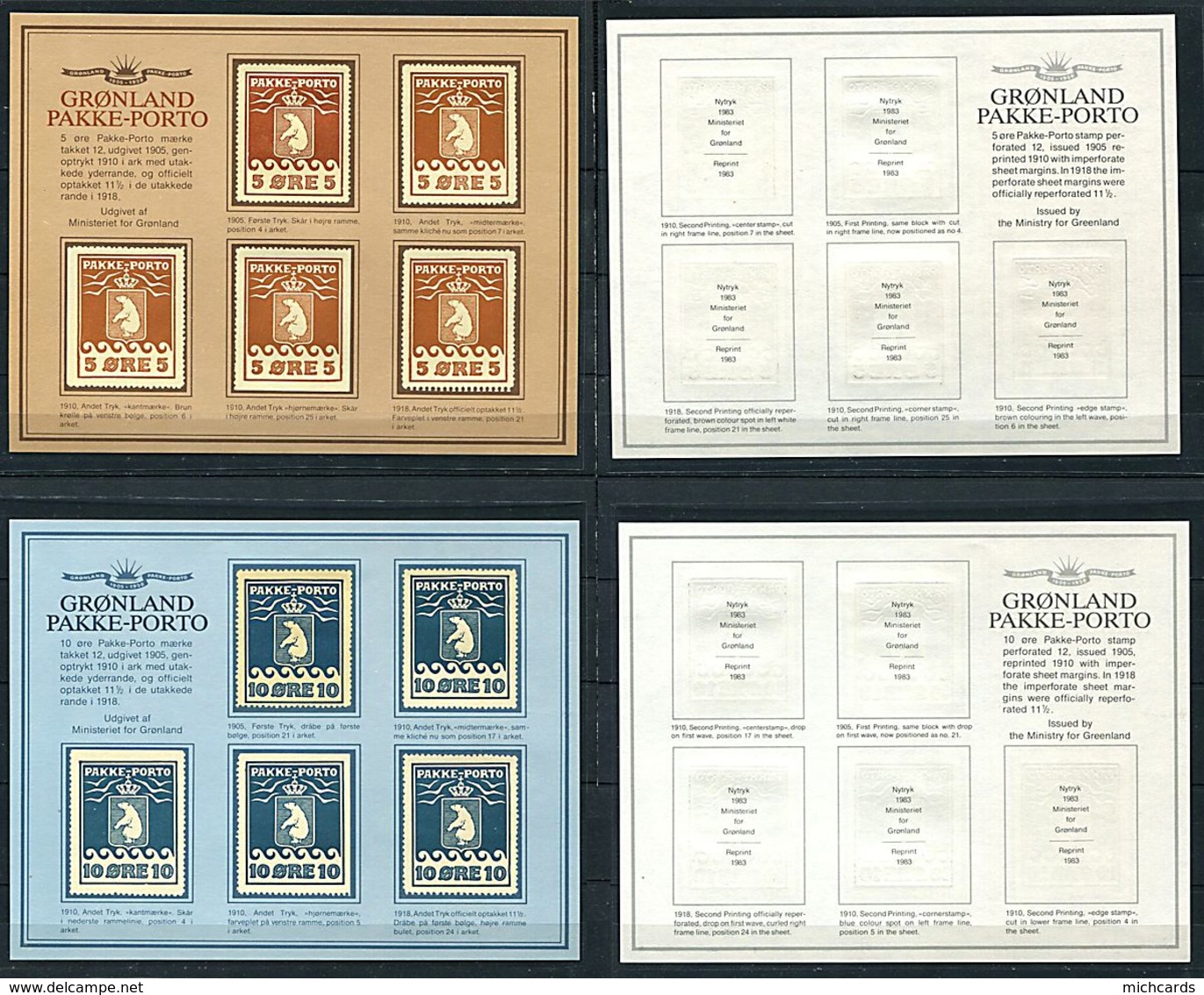 GROENLAND Reimpression 1983 - 5 Et 10 Ore - Neuf ** (MNH) - Paketmarken