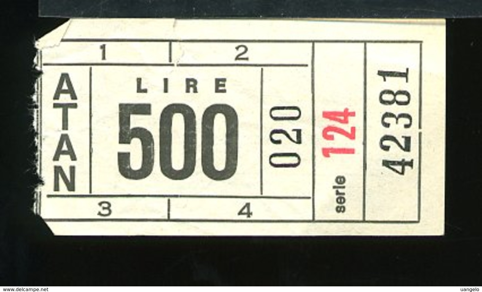 TR49 BIGLIETTO ATAN LIRE 500 - Europa