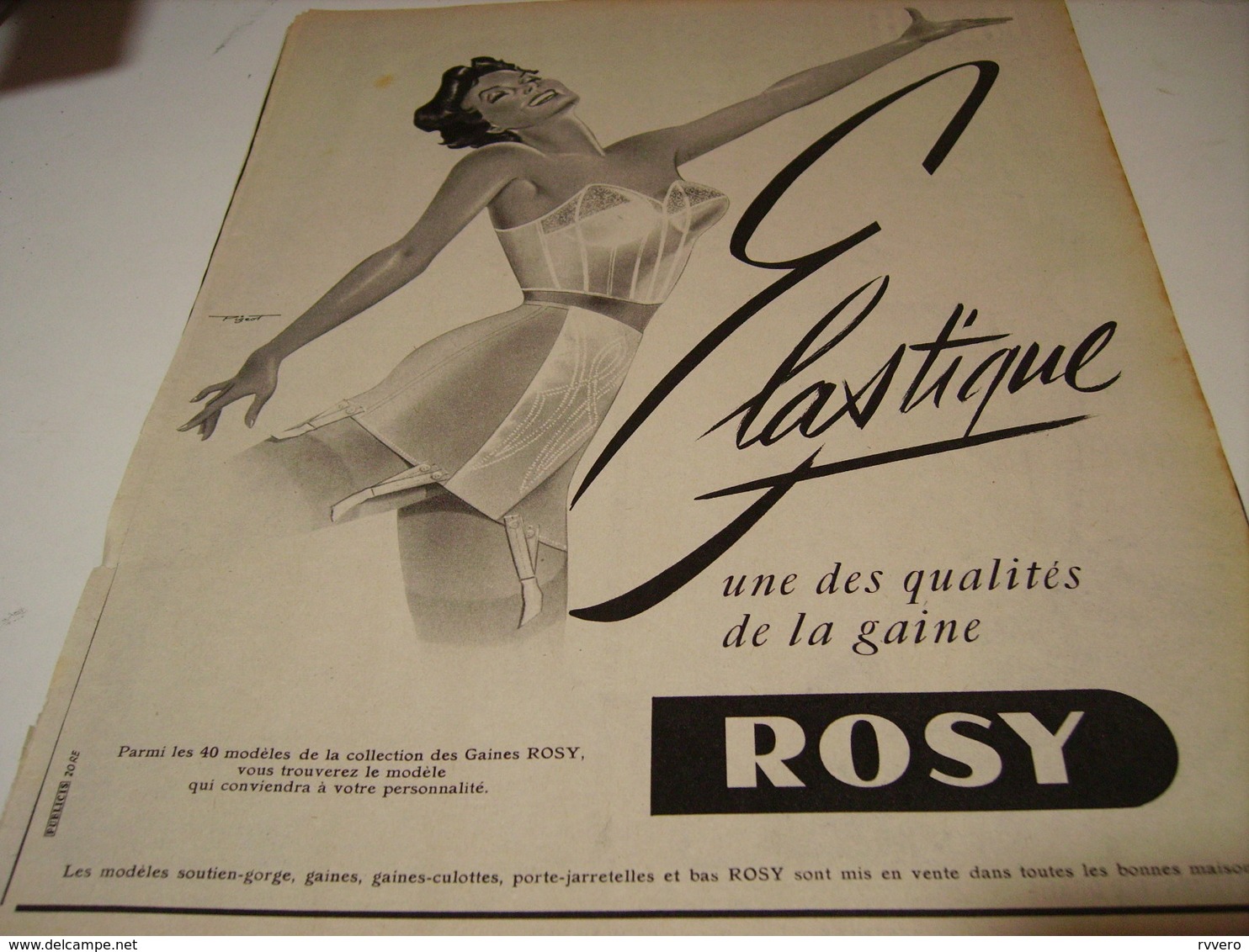 ANCIENNE AFFICHE  PUBLICITE ELASTIQUE GAINE ROSY 1954 - Autres & Non Classés