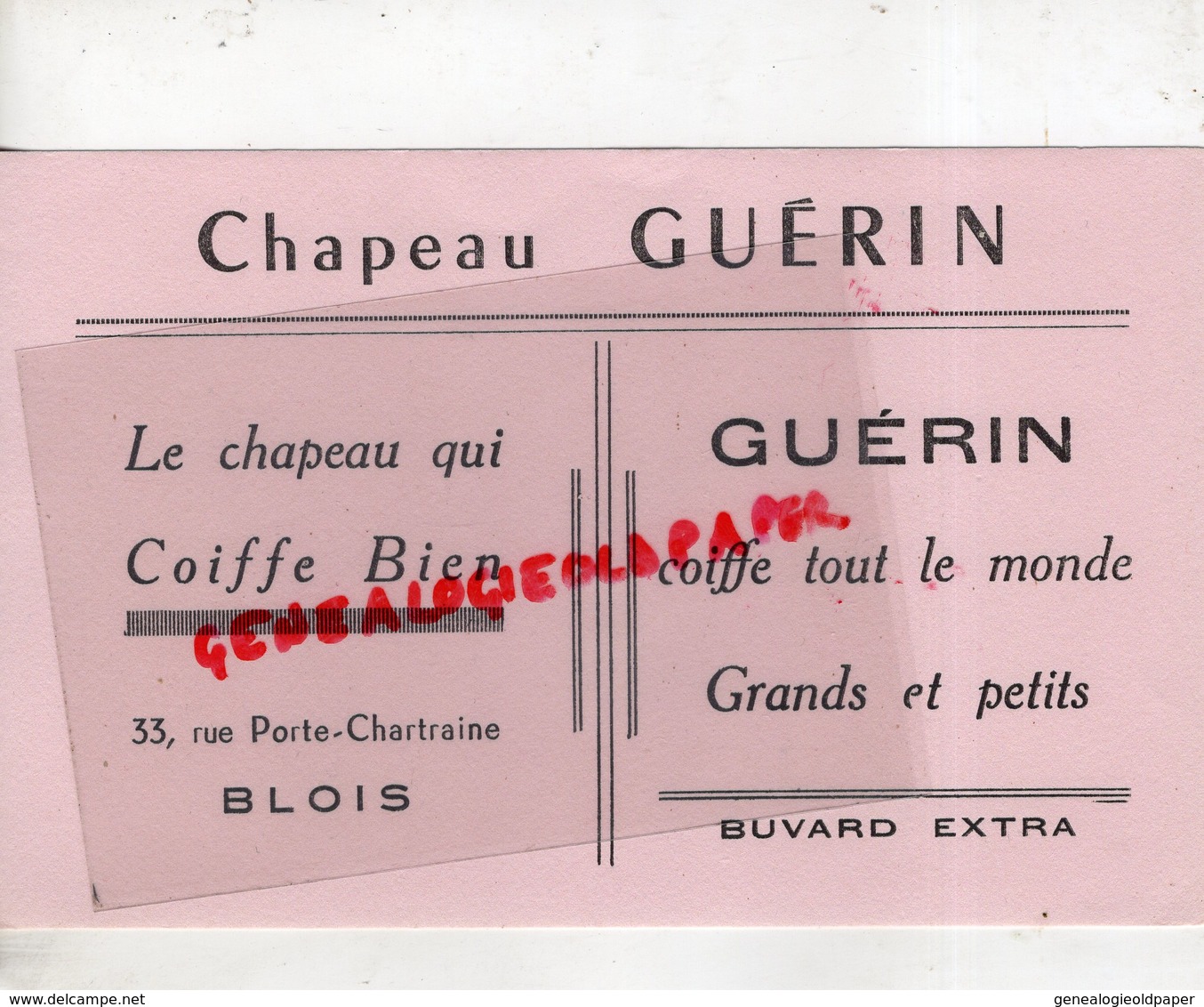 41- BLOIS- BUVARD CHAPEAU GUERIN-33 RUE PORTE CHARTRAINE  COIFFURE - Textile & Vestimentaire