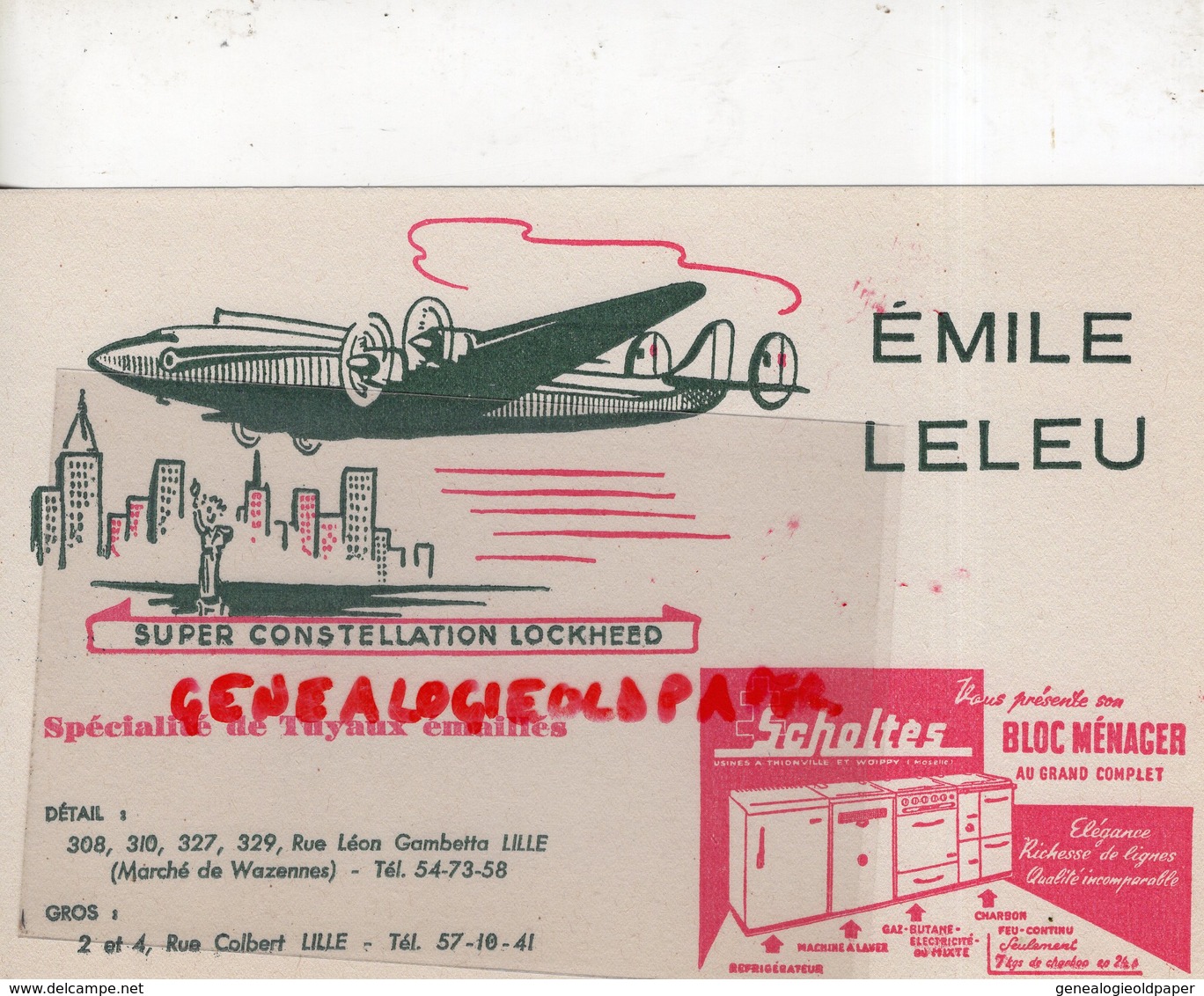 59- LILLE- BUVARD EMILE LELEU- AVIATION AVION SUPER CONSTELLATION LOCKHEED-RUE LEON GAMBETTA-SCHOLTES RUE COLBERT - Produits Ménagers