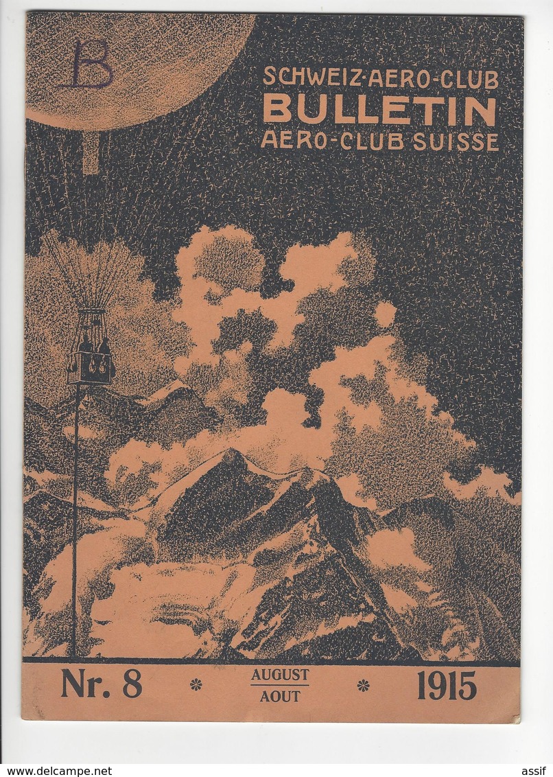 AVIATION FELDPOST SUISSE BALLON AIRSHIP ZEPPELIN SCHWEIZ AERO CLUB BULLETIN N°8 1915 /FREE SHIPPING REGISTERED - Aviation