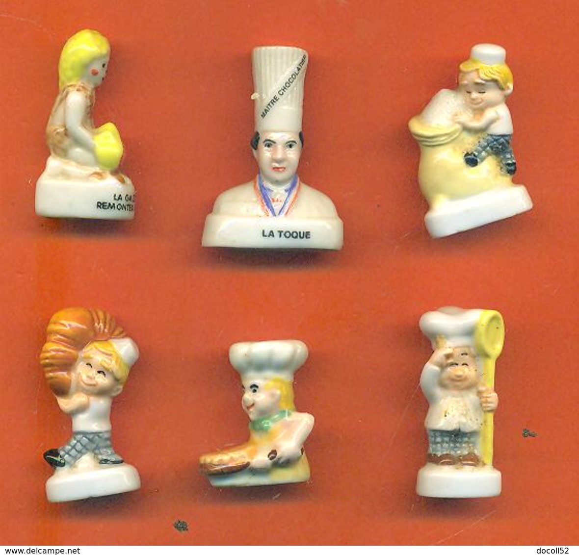 Lot De 6 Feves Porcelaine Sur La Cuisine - Cuisiniers - Galette - Characters