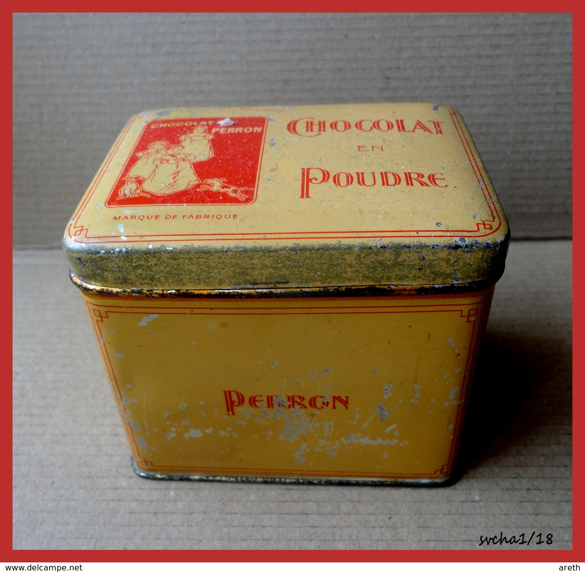 Ancienne Boîte En Metal CHOCOLAT En POUDRE PERRON - Boîtes