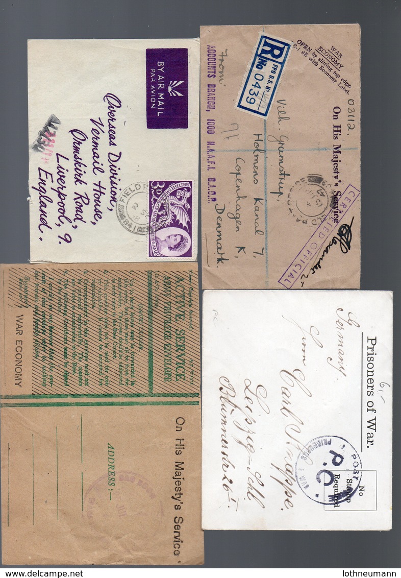 GB: Four Records, Fieldpost Postmarks Respectively Connected With Word War I/II, See Scan - Sonstige & Ohne Zuordnung