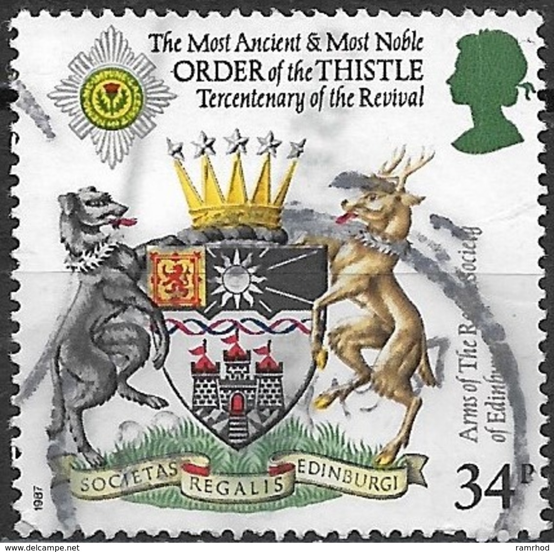 GREAT BRITAIN 1987 300th Anniv Of Revival Of Order Of The Thistle - 34p - Arms Of Royal Society Of Edinburgh FU - Used Stamps