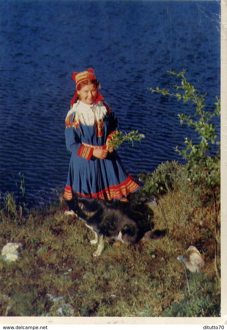 Norway - A Lapp Girl By A Mountain Lake - Samepike Ved Fjellvann I Nord Norge - Formato Grande Viaggiata Mancante Di Aff - Altri & Non Classificati