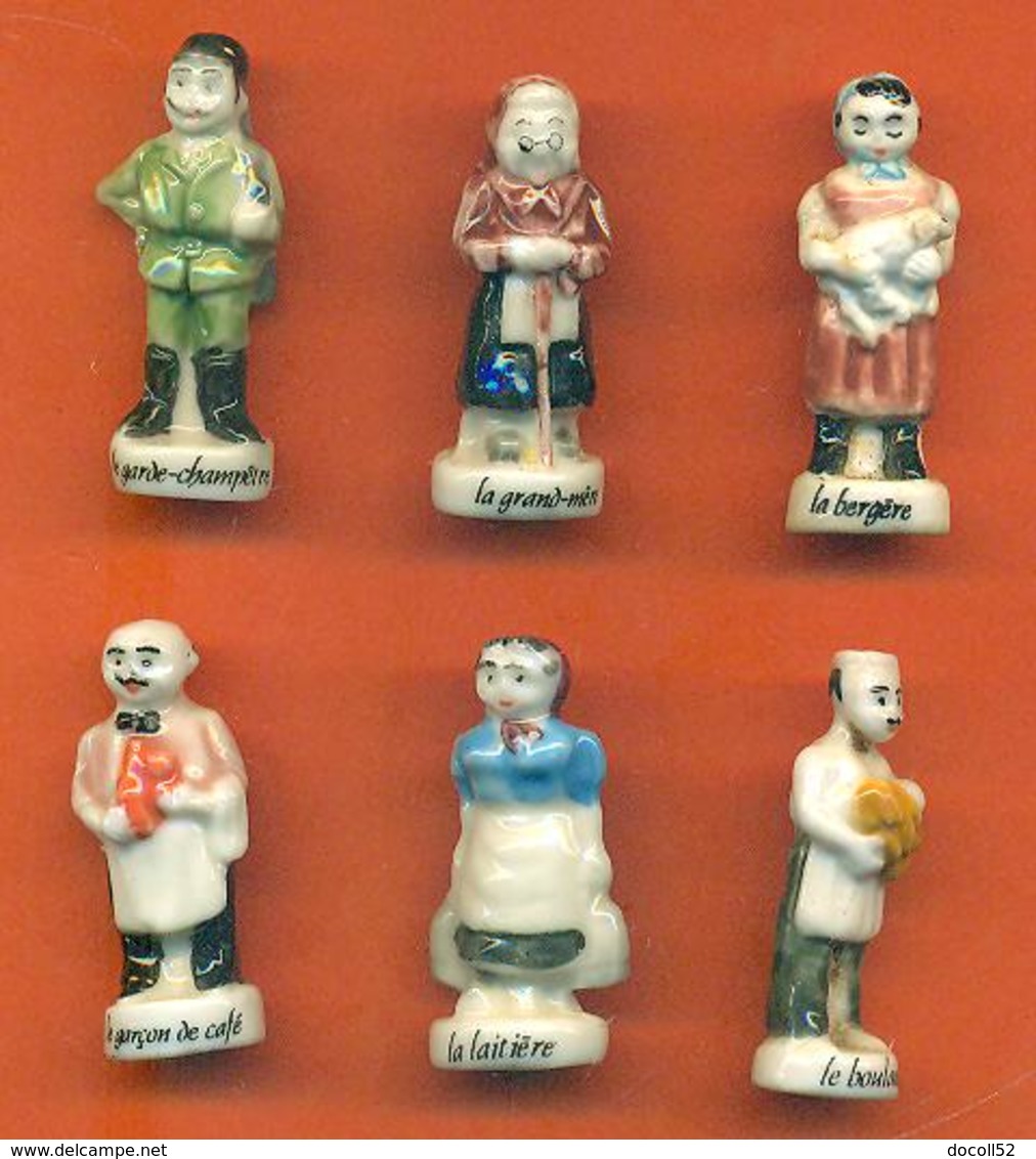 Lot De 6 Feves Porcelaine Sur Les Metiers Du Village - Personnages