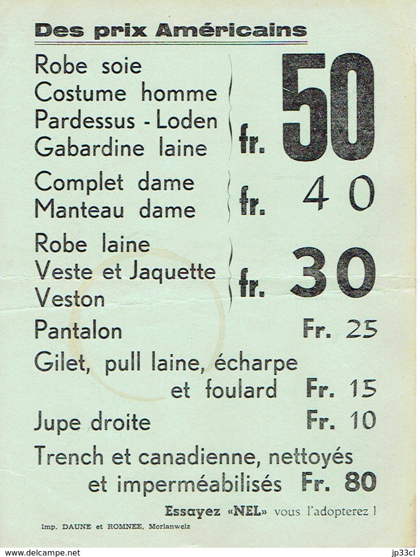 NEL Nettoyage à Sec (La Louvière) Annonce De L'ouverture D'une Succursale à Couillet (Mme Pirard, Rue De Châtelet) 1956 - Publicités