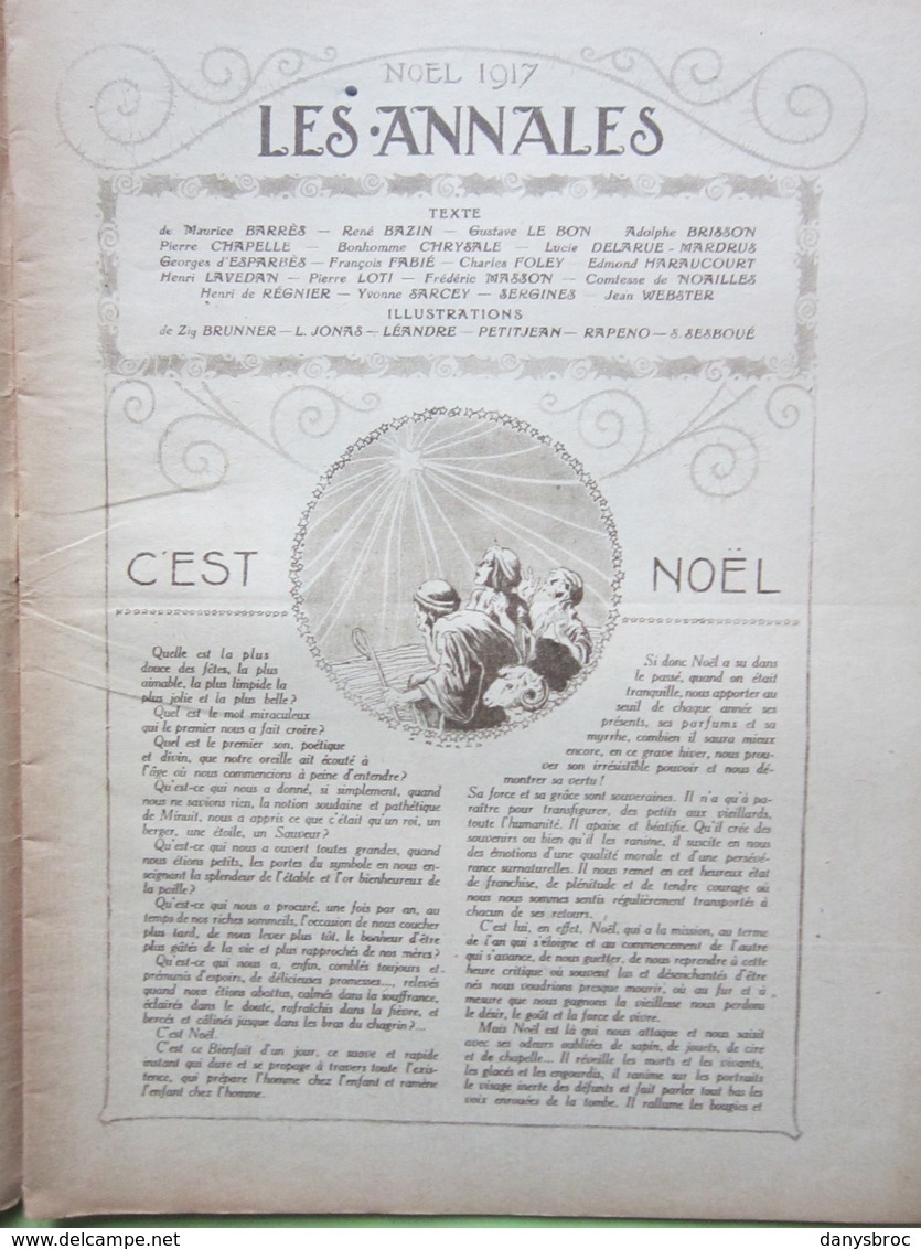 LES ANNALES N°double NOËL - JERUSALEM - DANS LA SOMME - Musée De St Quentin - Revue Du 23 Décembre 1917 - Autres & Non Classés