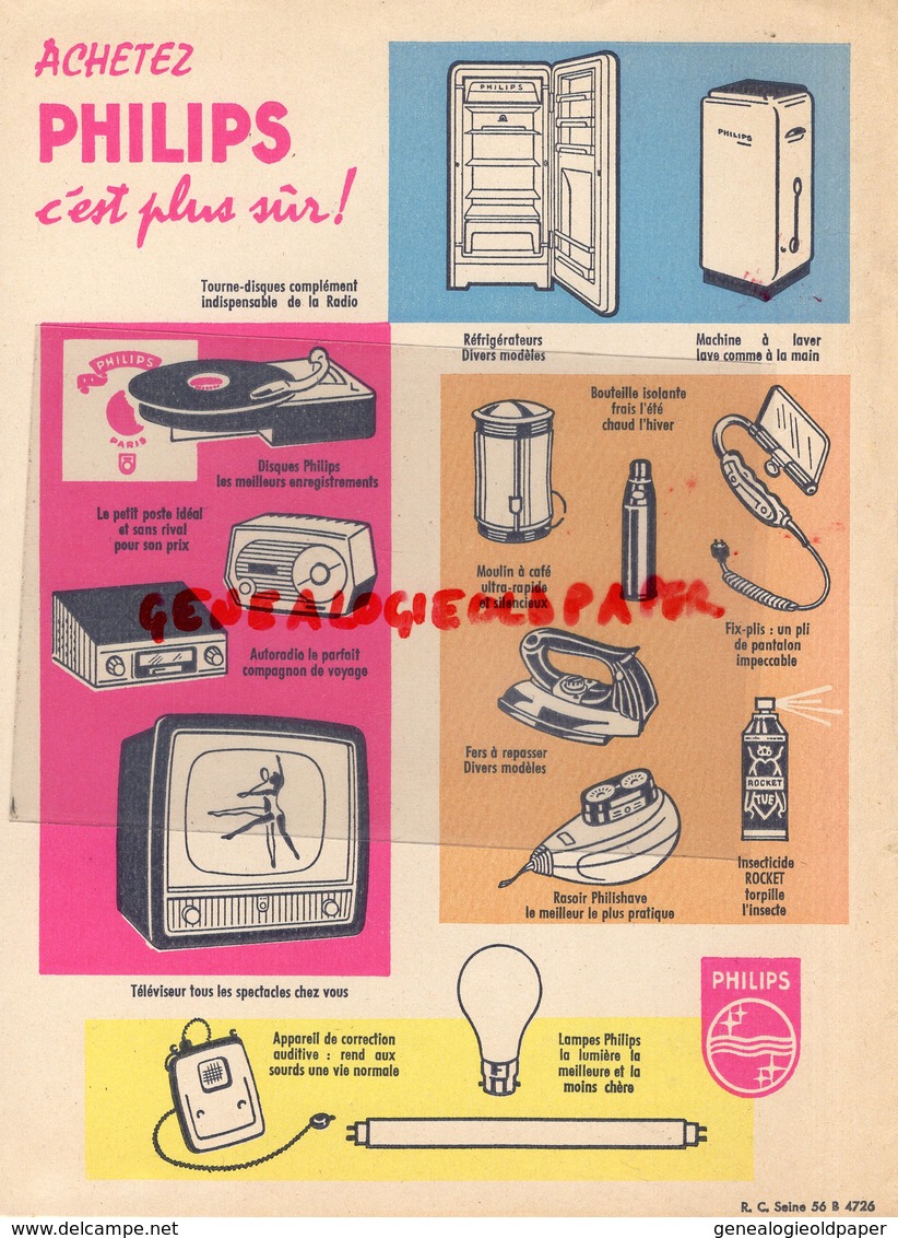 PROTEGE CAHIER PHILIPS- RADIO TOURNE DISQUES- CAMERA ECLAIR-TELEVISION-REFRIGERATEUR-AUTORADIO- TSF - Other & Unclassified