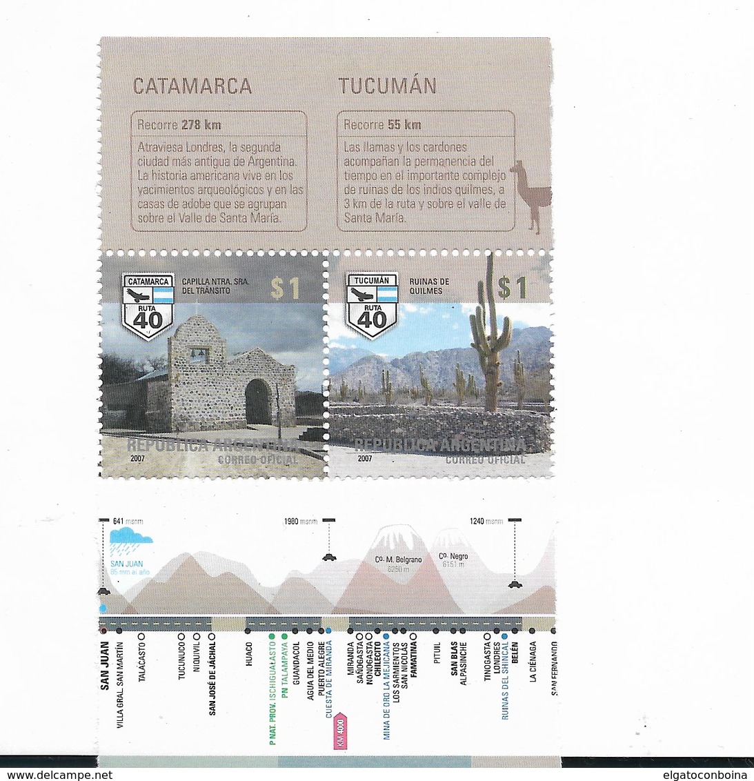 ARGENTINA 2007, TOURISM ROUTE 40 CATAMARCA TUCUMAN LANDSCAPES PAIR MNH - Unused Stamps