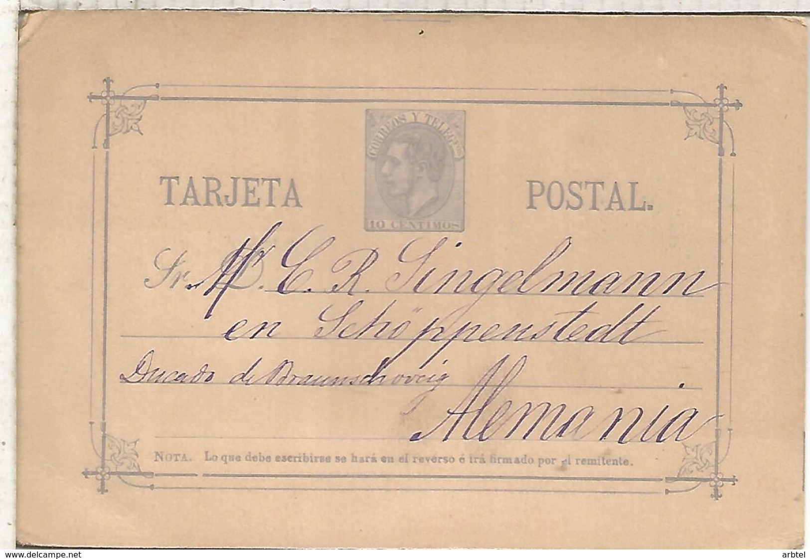 VALENCIA  TARJETA ENTERO POSTAL SPAIN STATIONERY CARD VARIEDAD SR ROTO - 1850-1931