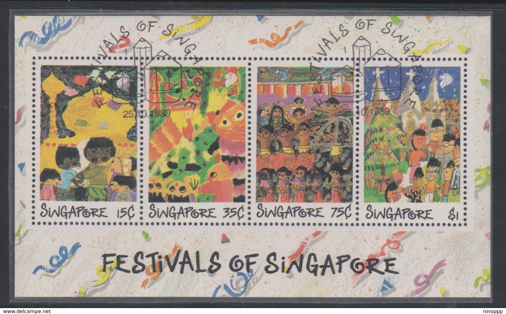Singapore S89-5M 1989 Festival Of Singapore, Miniature Sheet Used - Singapore (1959-...)