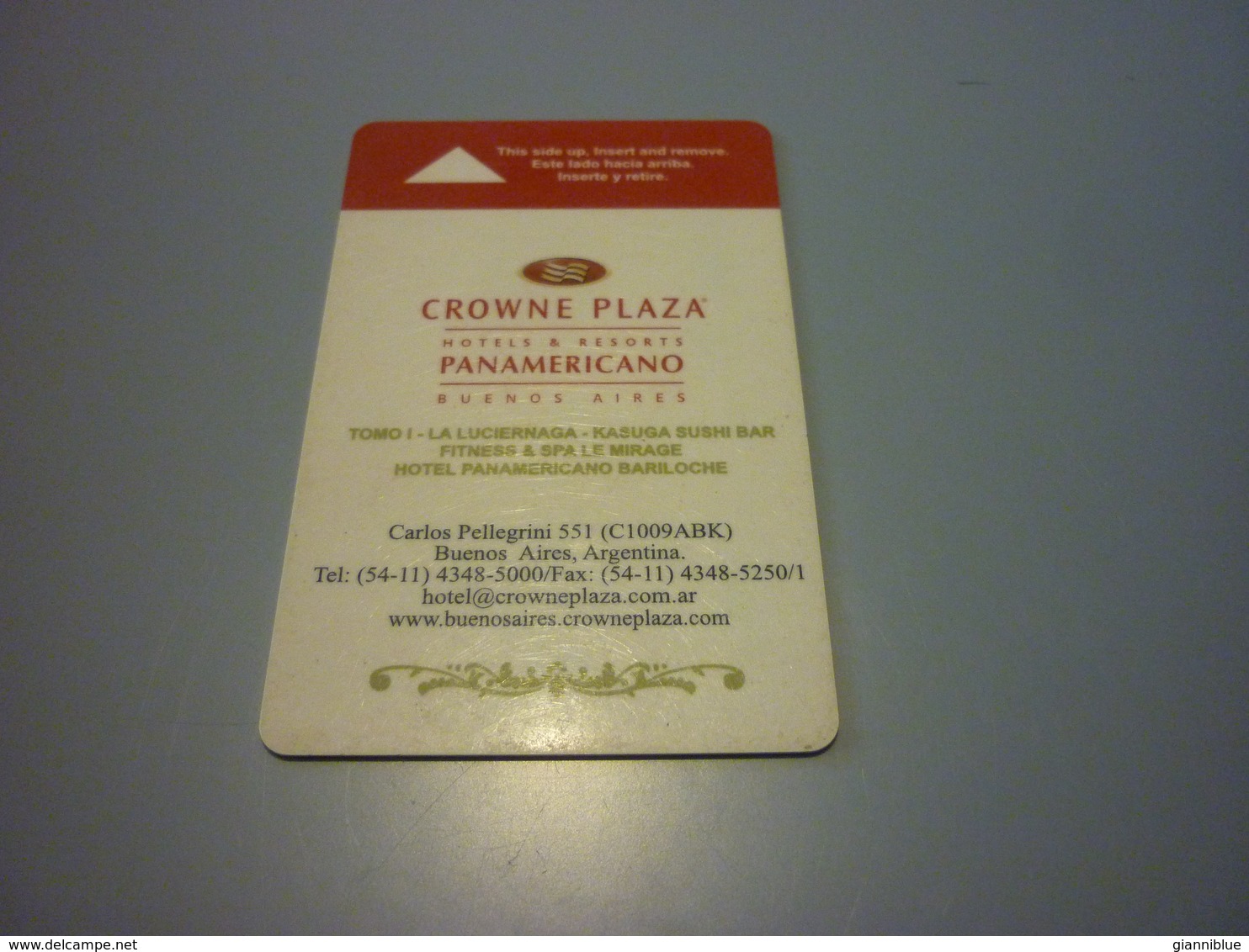 Argentina Buenos Aires Crowne Plaza Hotel Room Key Card - Cartes D'hotel