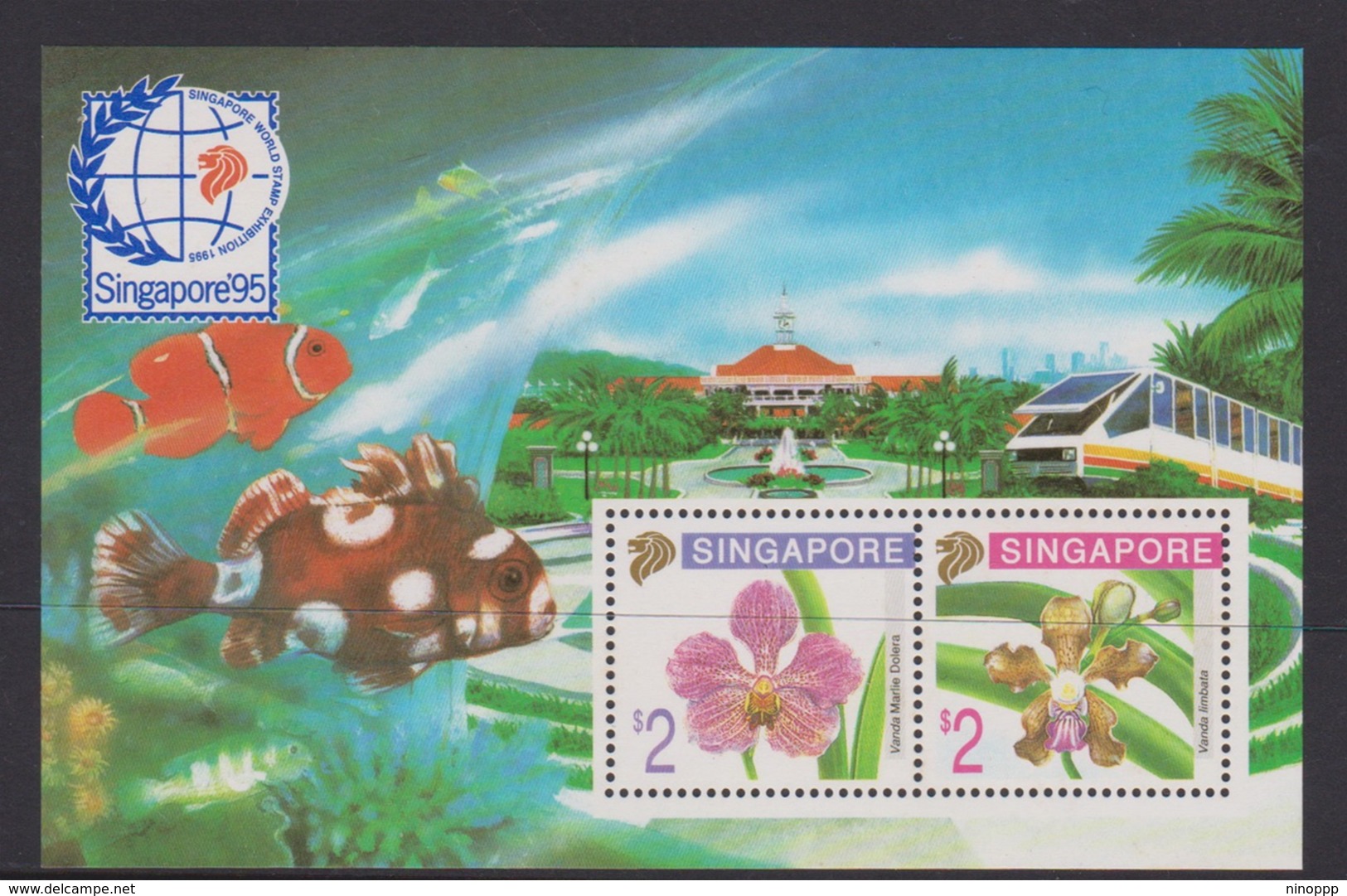 Singapore S95-8M 1994 Singapore 95 Orchids, Miniature Sheet Mint Never Hinged - Singapore (1959-...)