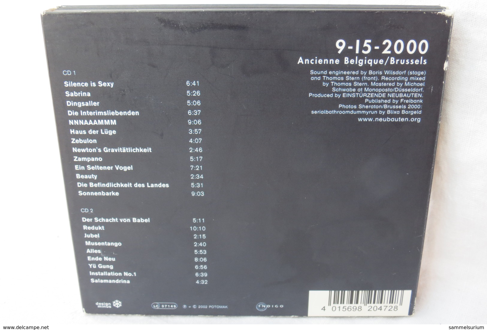 CD "Einstürzende Neubauten" 9-15-2000 Brussels - Punk