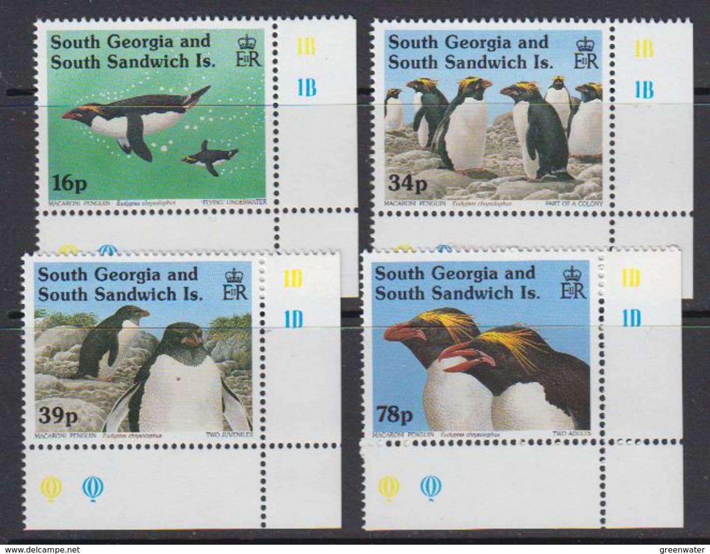 South Georgia 1993 Macaroni Penguins 4v (corner) ** Mnh (41321A) - Zuid-Georgia