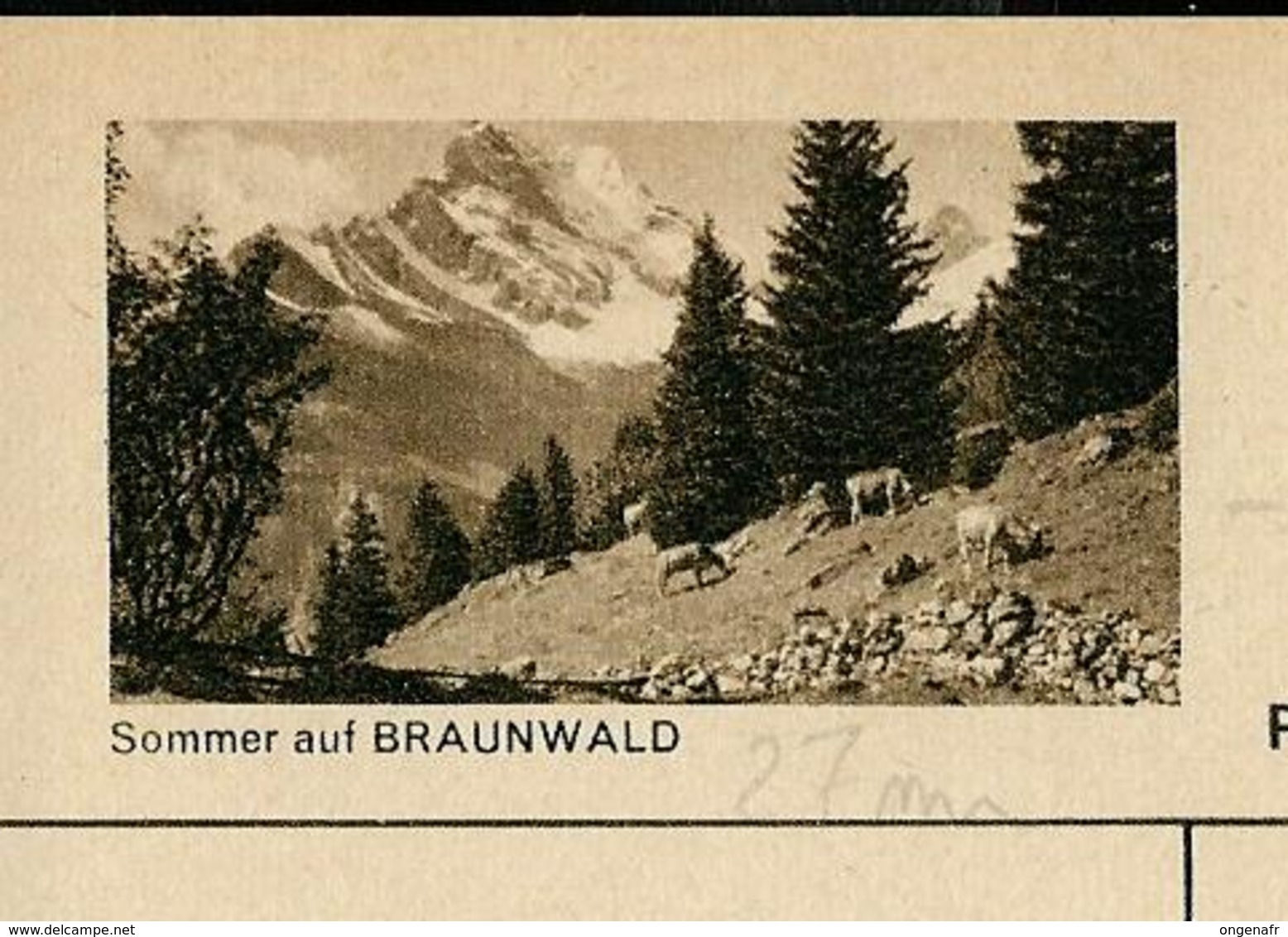 Carte Illustré Neuve N° 182 - 0346 F - Sommer Auf BRAUNWALD (écrit: 27 Mm) - Vaches  (Zumstein 2009) - Entiers Postaux