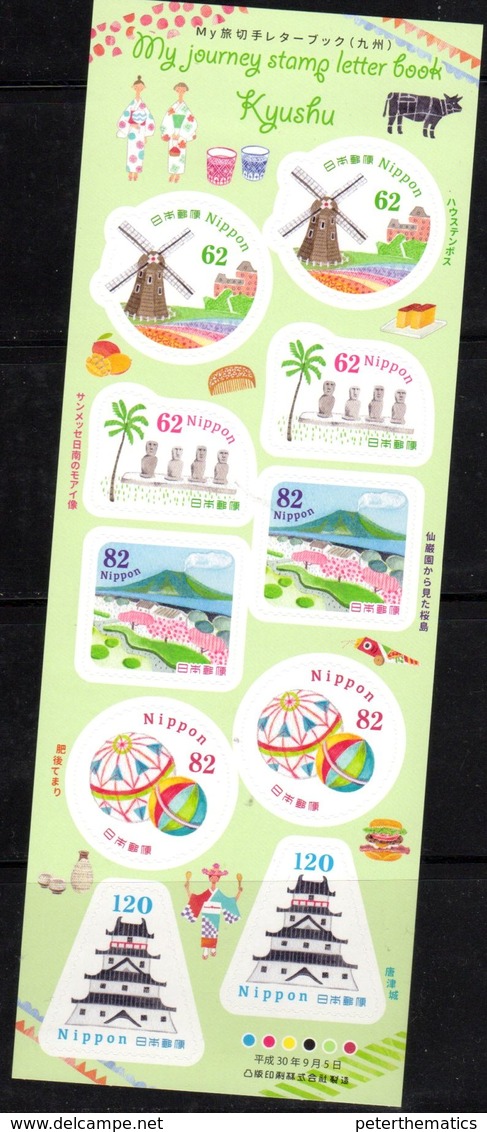 JAPAN, 2018, MNH, LIMITED EDITION MY JOURNEY SHEETLET, WINDMILLS, MOUNTAINS, EASTER ISLAND, TEMPLES, - Other & Unclassified