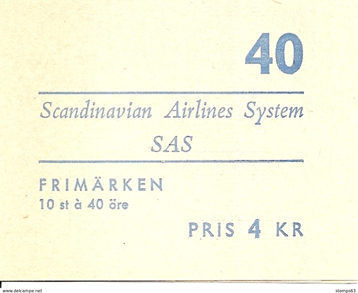 SWEDEN, 1960, Booklet 136 (Facit), Mi 467,  S.A.S. Airlies,  O - 1951-80