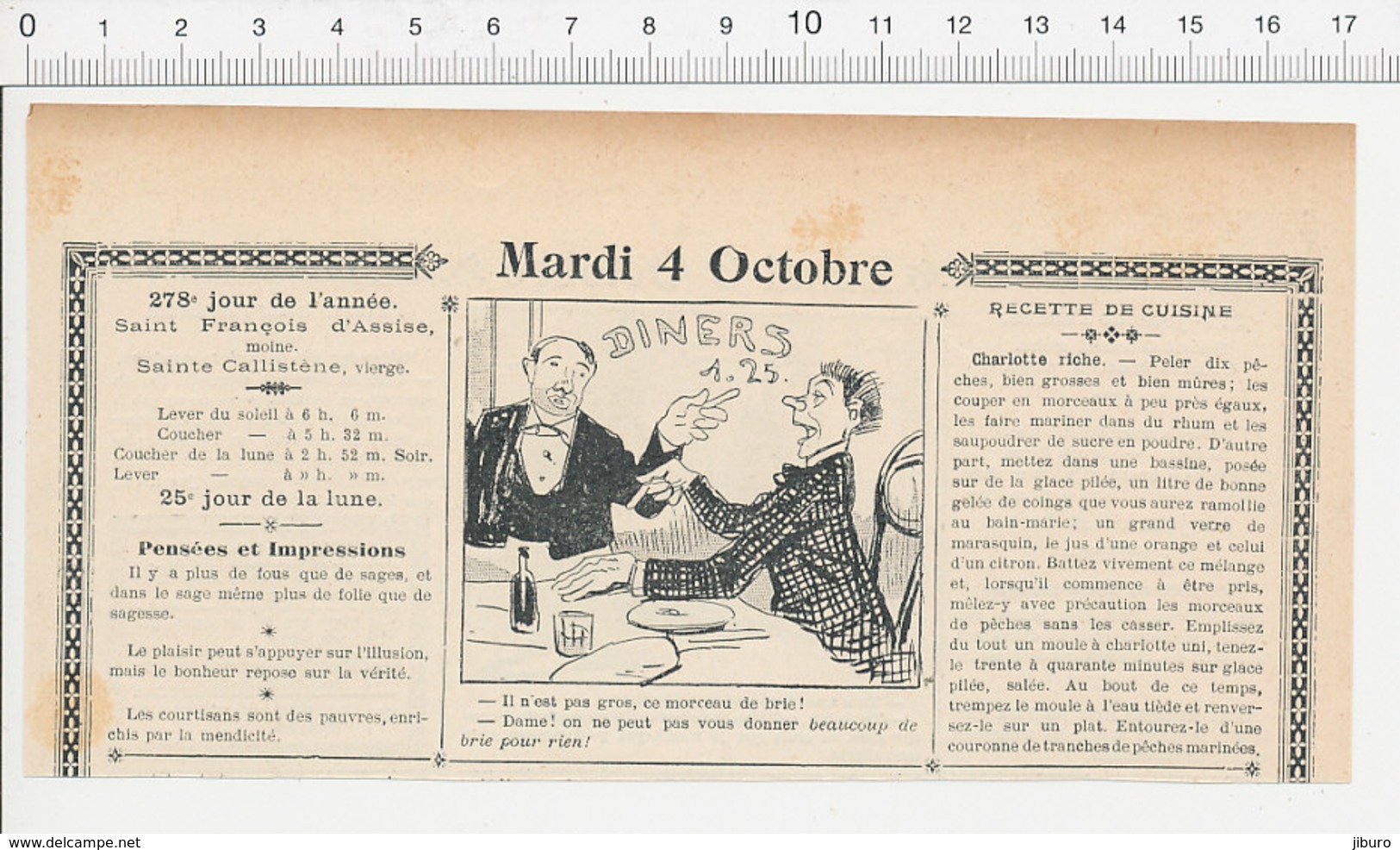 2 Scans Humour De 1904 Fromage De Brie   223S - Non Classés