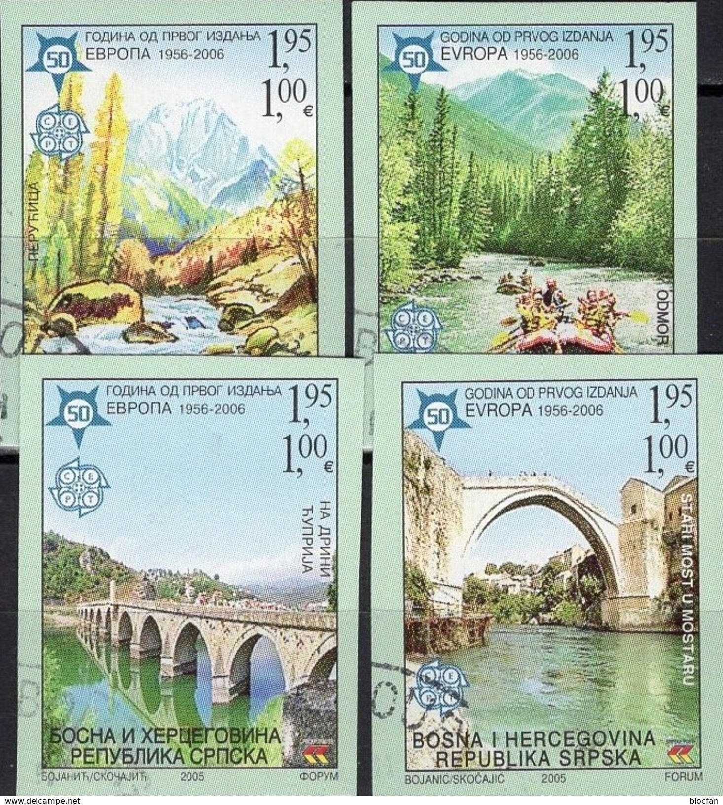 Natur Park Perucica Bosnien 339/2 B O 70€ Brücken In Mostar Rafting History Bridge Ss Set Of 50 Year CEPT 1956-2006 - Other & Unclassified