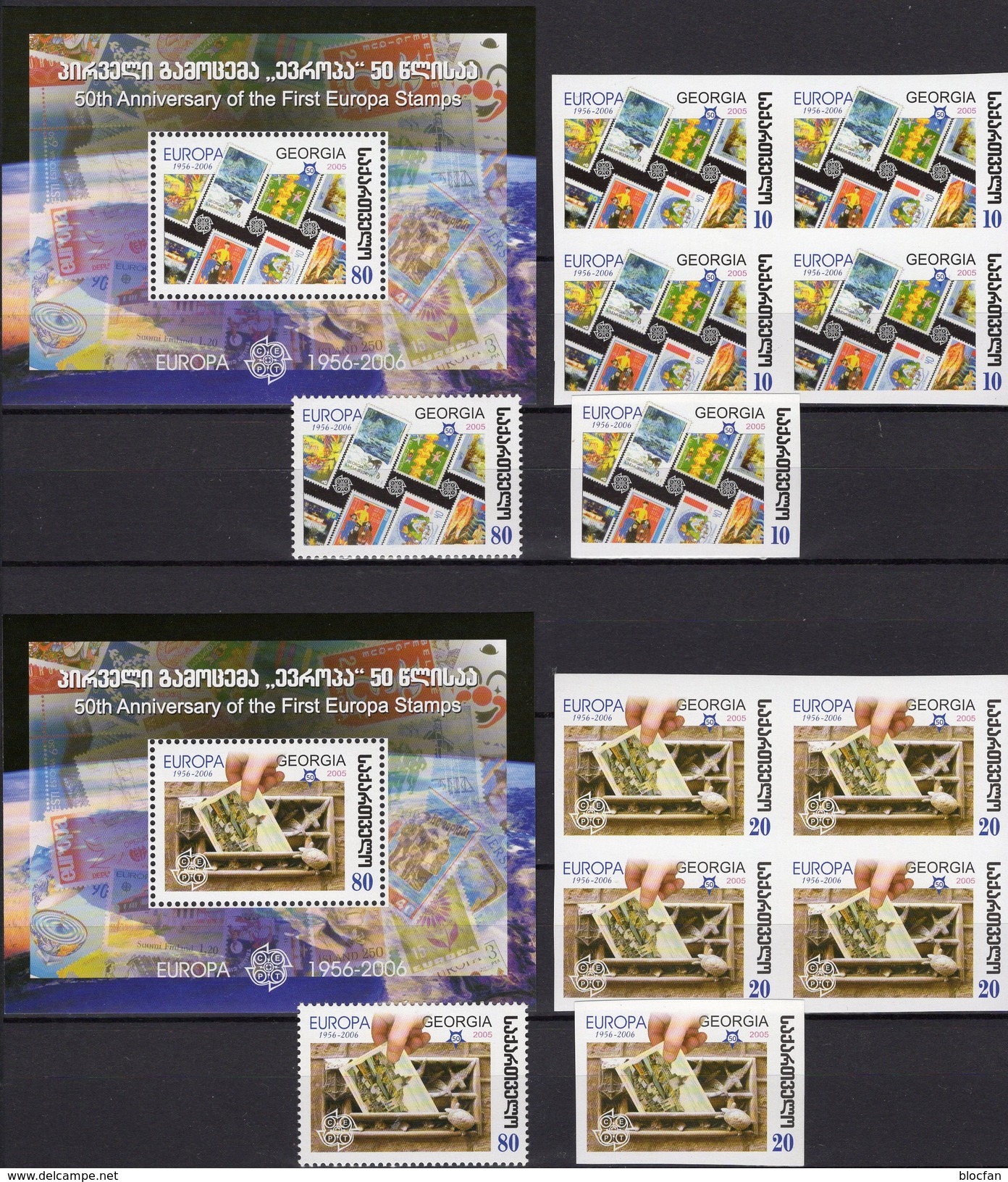 EUROPA GEORGIE 507,508,2x VB,511,512,Bl.35+36 ** 16€ CEPT Ansichtskarte Stamps On Stamp S/s Blocs Sheets Bf Georgia - Perforiert/Gezähnt