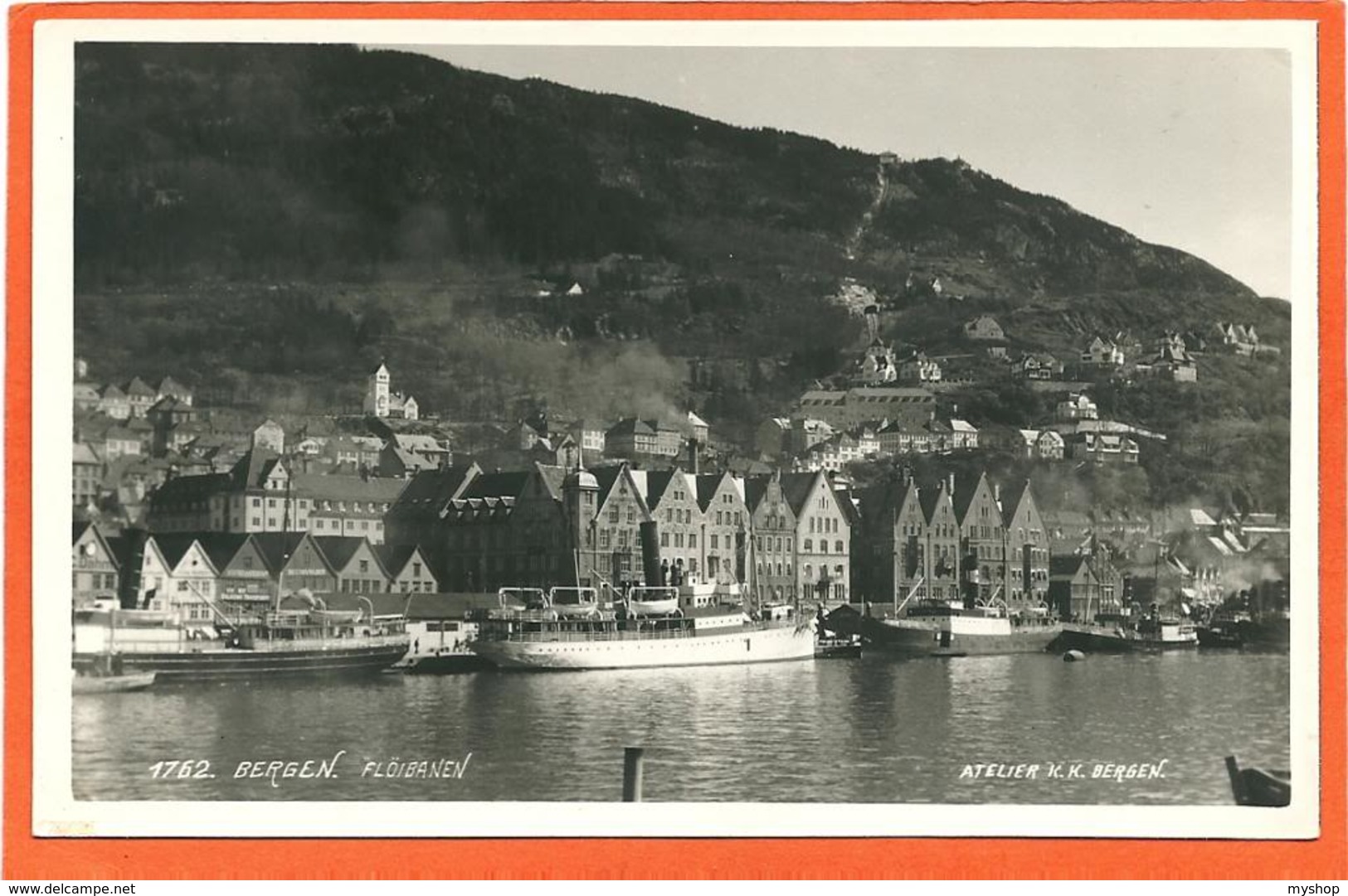 NORGE 053, * BERGEN FLÖBANEN With MANY SHIPS * UNUSED - Norvegia