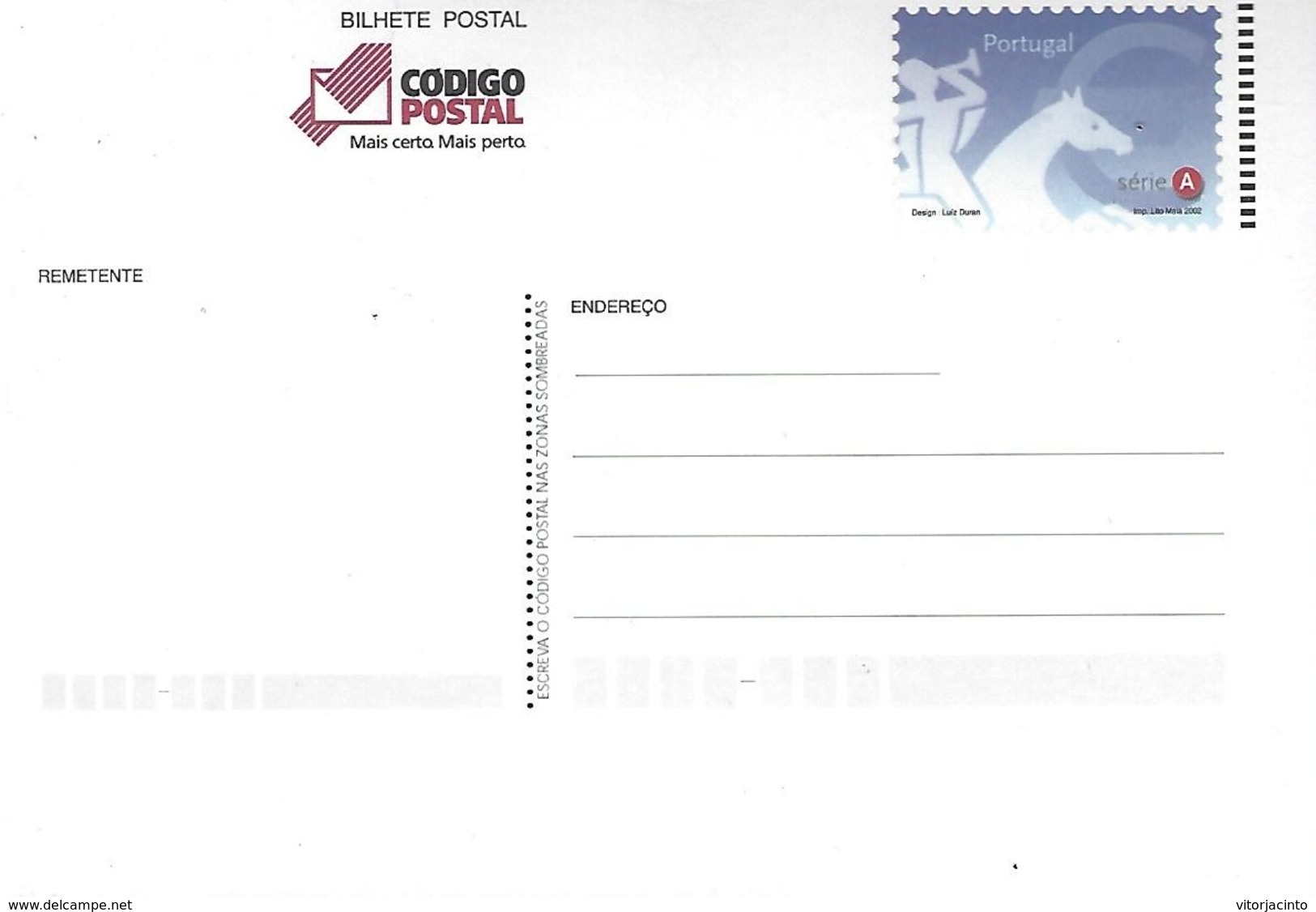 PORTUGAL 1 Entier Postaux Prêt à Poster Nationale - Cheval.Série A 2002 - Postal Stationery