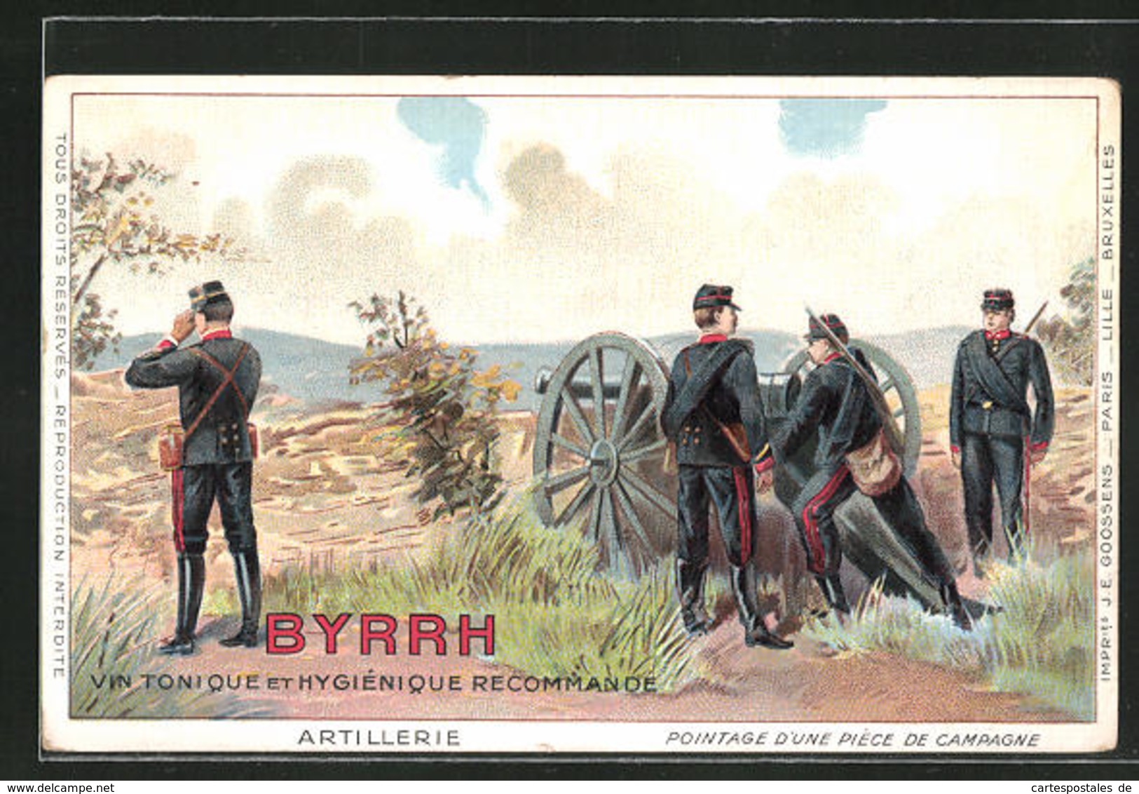 AK Byrrh, Vin Tonique..., Artillerie, Pointage D'une Pièce De Campagne, Französ. Uniformen - Publicité