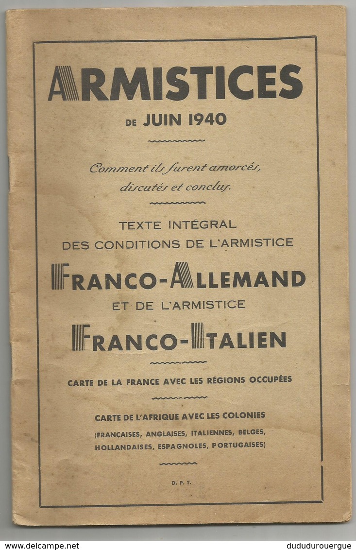 ARMISTICES DE JUIN 1940 - Französisch