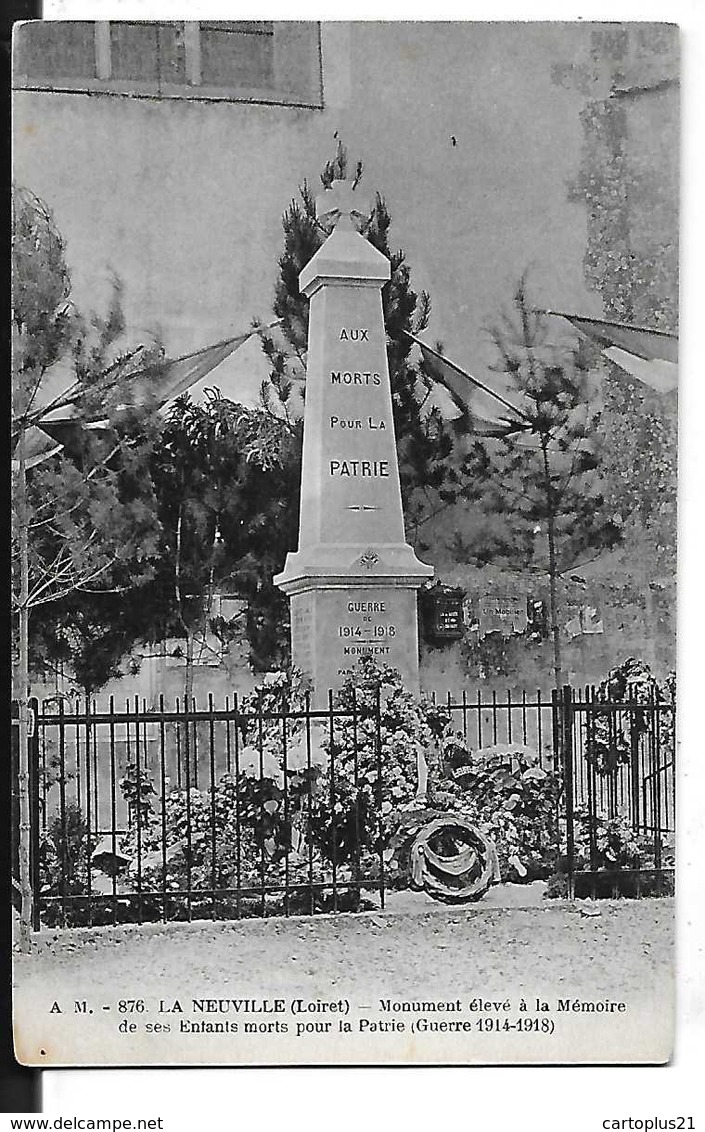 LA NEUVILLE N 876    MONUMENT ELEVE MEMOIRE ENFANTS  MORTS 1914 18  GROS PLAN DEPT45 - Other & Unclassified