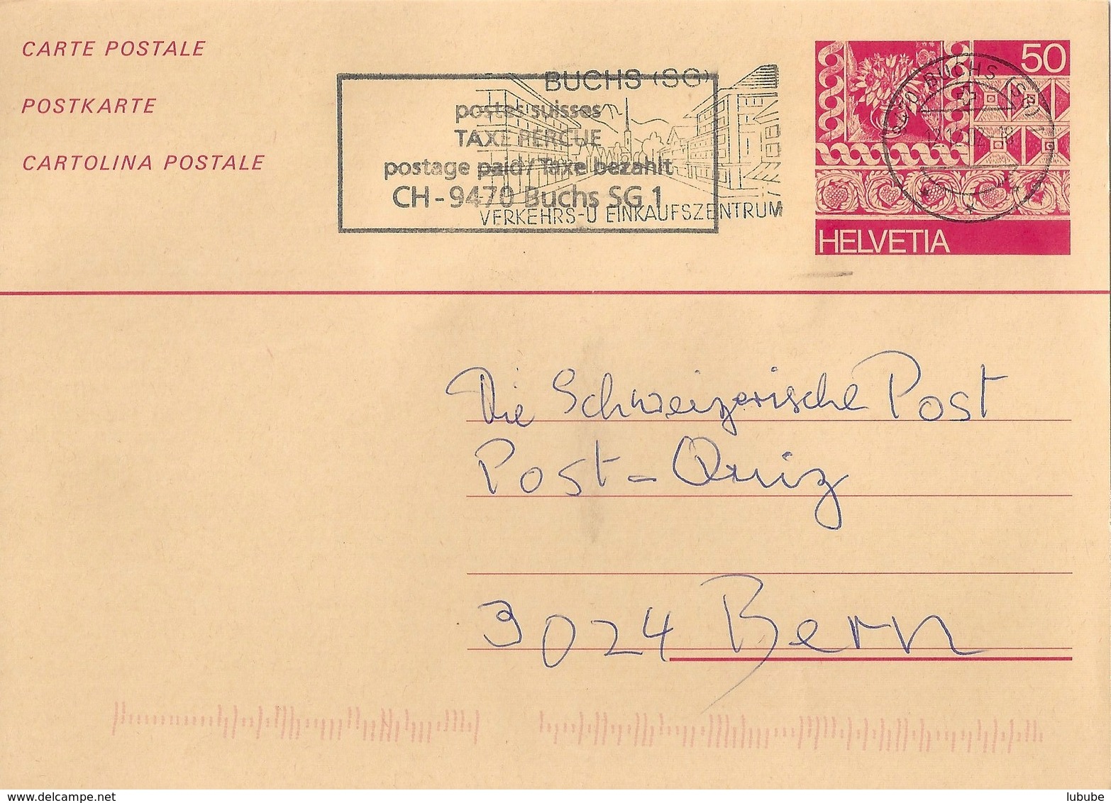 Tax PK 212  Buchs SG - Bern          2002 - Interi Postali