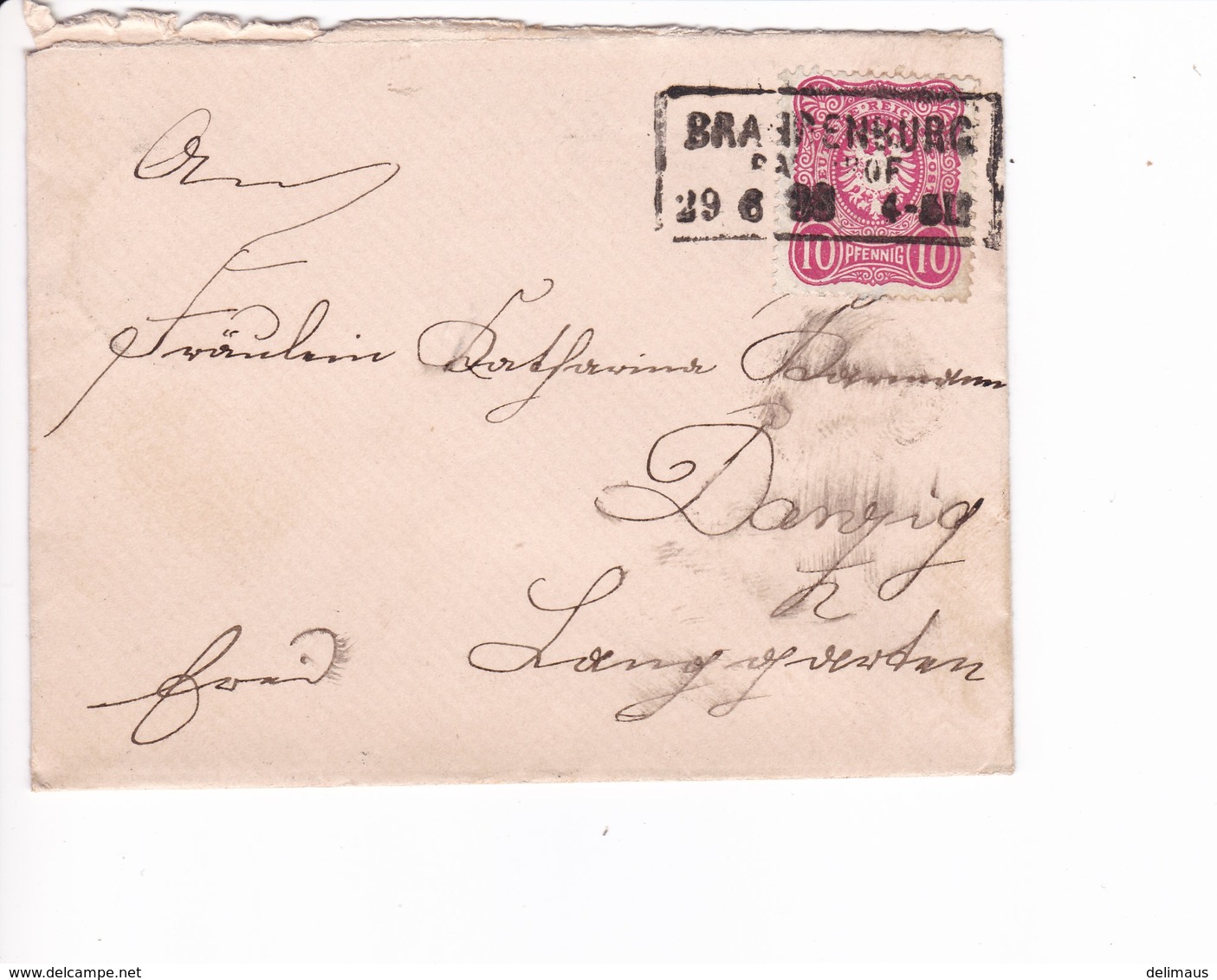 Brief Brandenburg Kastenstempel 29.6.1888 Nach Danzig - Sonstige & Ohne Zuordnung