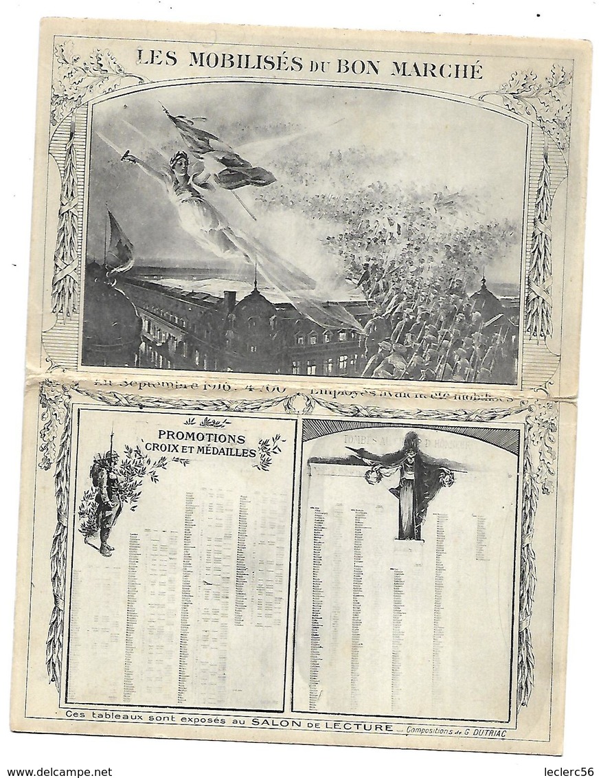 WW1 CARTE DOUBLE LES MOBILISES DU BON MARCHE CPA 2 SCANS - War 1914-18