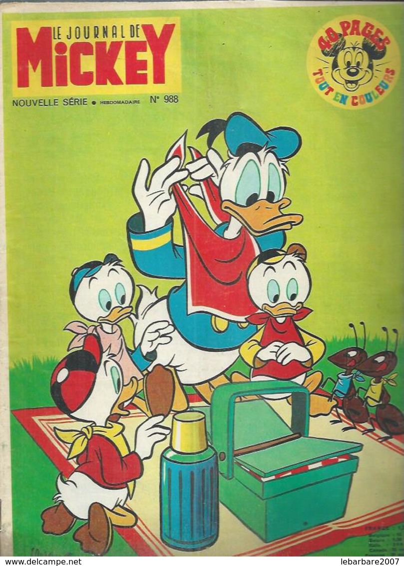 LE JOURNAL DE MICKEY  N° 988  -  Déssin: WALT DISNEY   -    1971 - Journal De Mickey