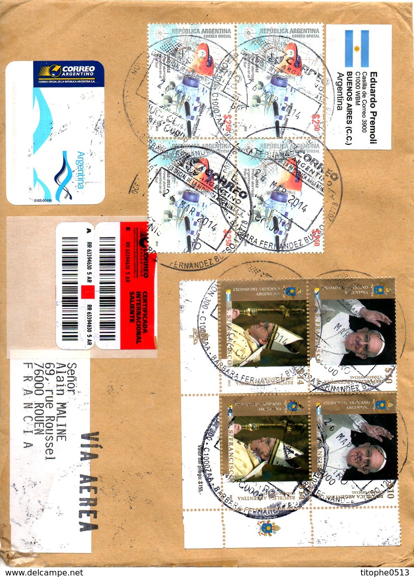 ARGENTINE. Superbe Enveloppe Ayant Circulé En 2014. Avion/Pape François/De Coubertin. - Cartas & Documentos