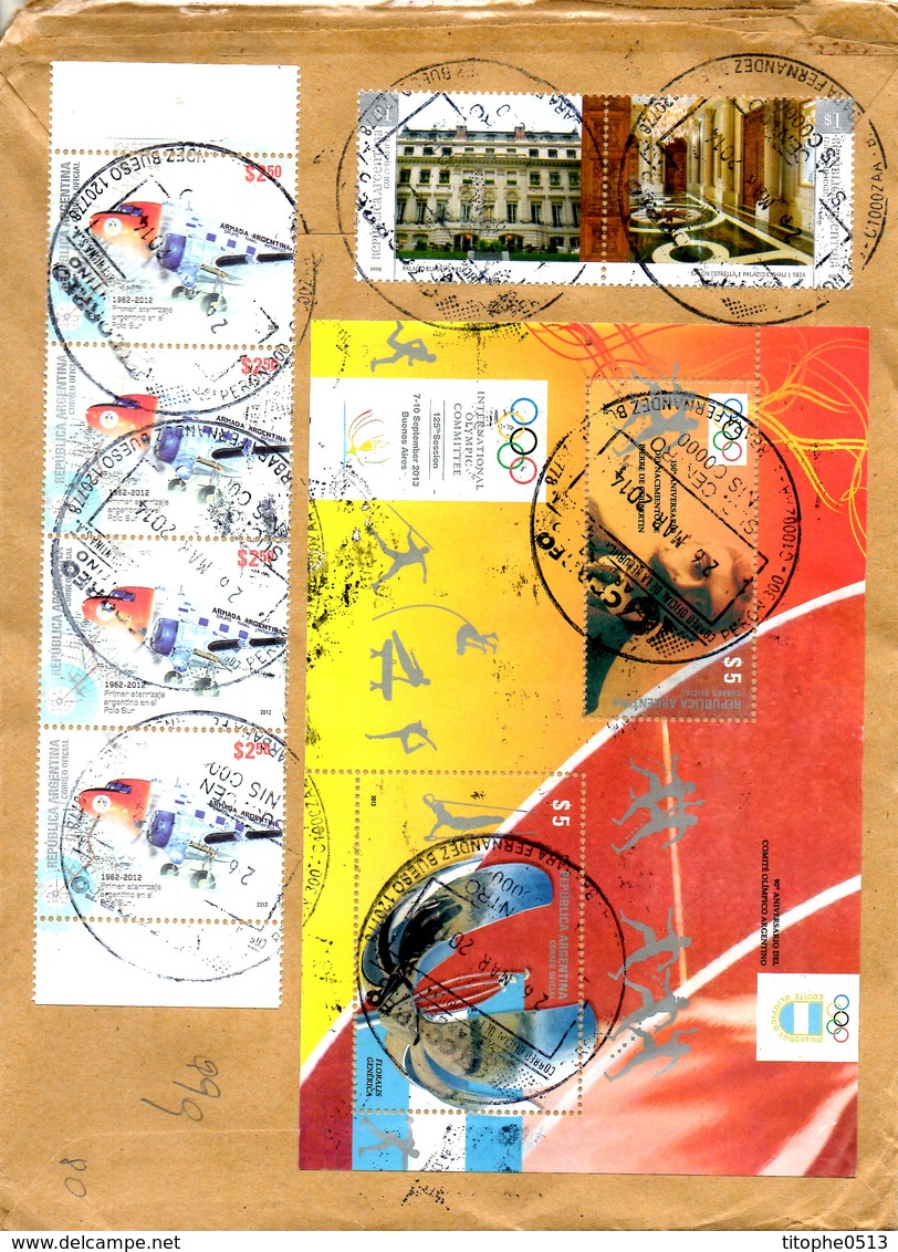 ARGENTINE. Superbe Enveloppe Ayant Circulé En 2014. Avion/Pape François/De Coubertin. - Covers & Documents