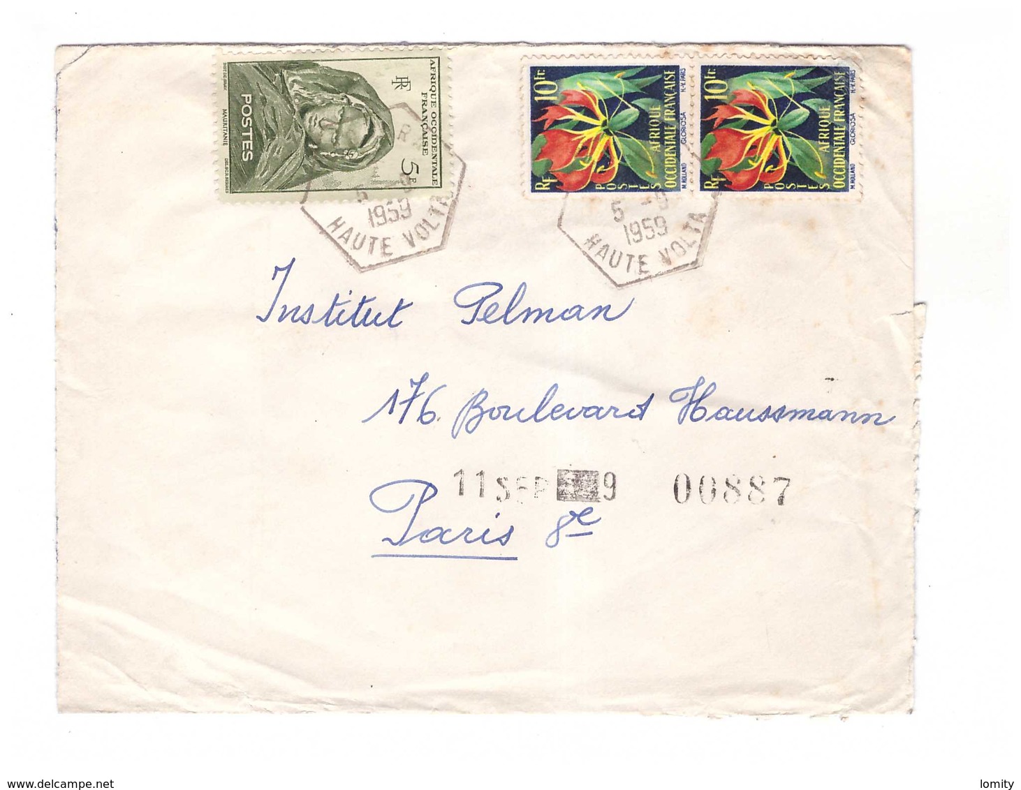 Lettre AOF Cachet Haute Volta 5.9.1959 Timbre N° 37 Paire N°68 - Covers & Documents