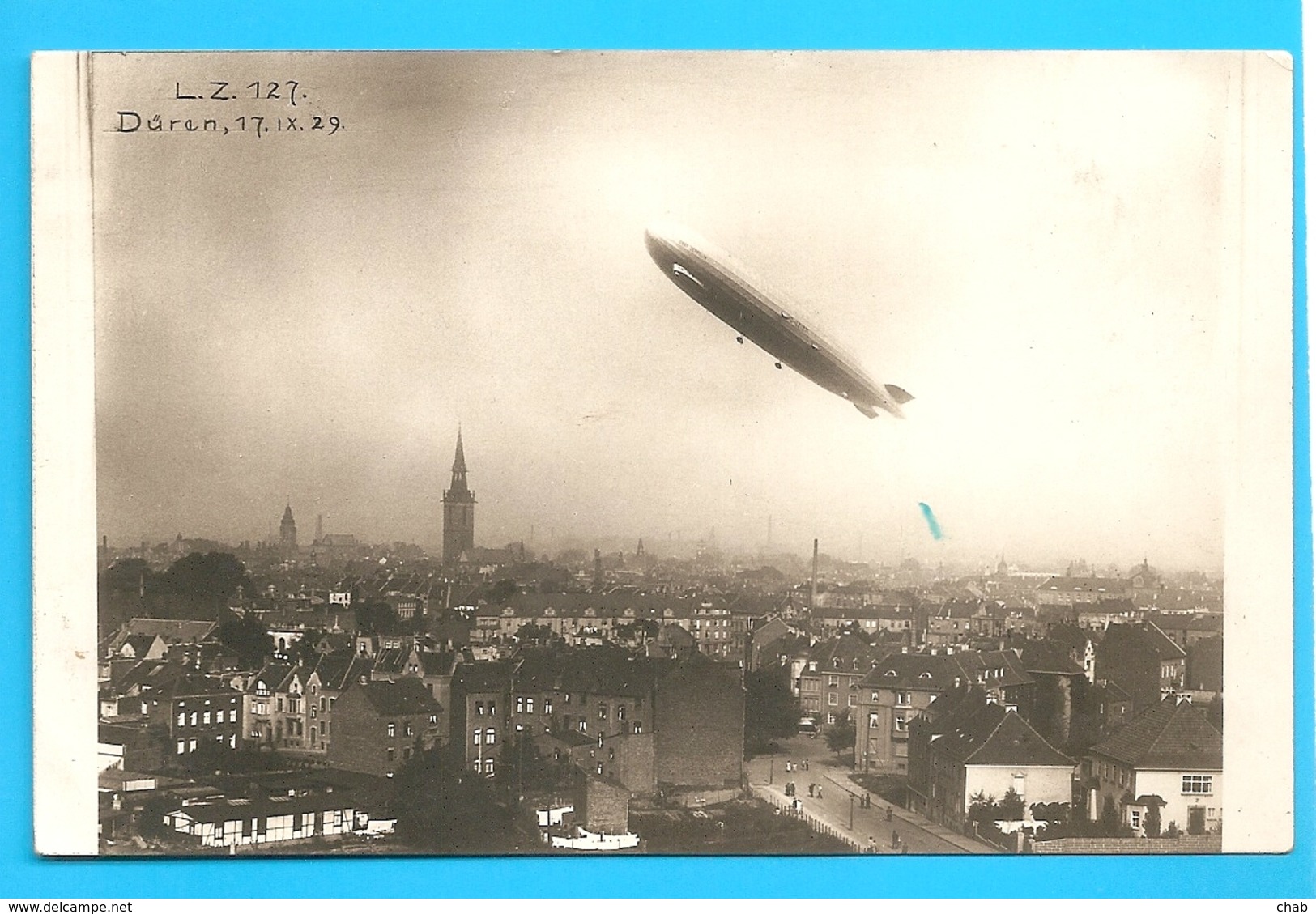 Carte Photo DÜREN Allemagne Westphalie - Ascension Du Zeppelin L.Z.127 Le 17.ix 1929 - Dirigeables