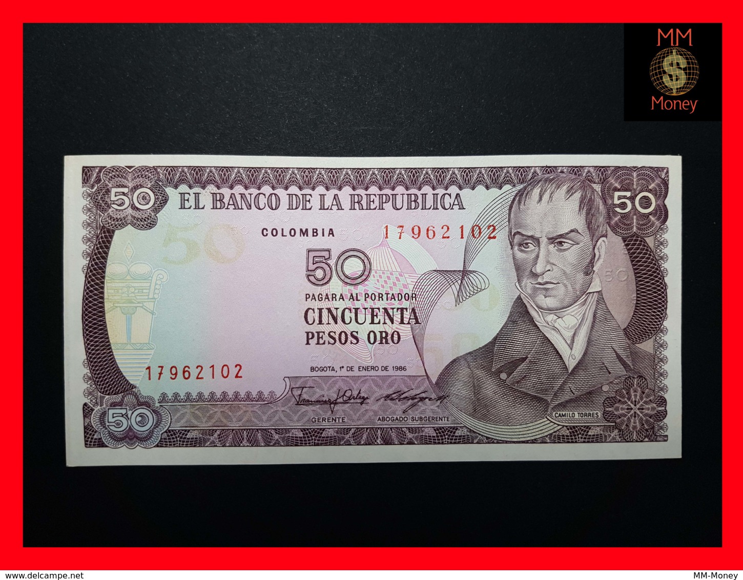 COLOMBIA 50 Pesos Oro 1.1.1986  P. 425 B UNC - Colombia